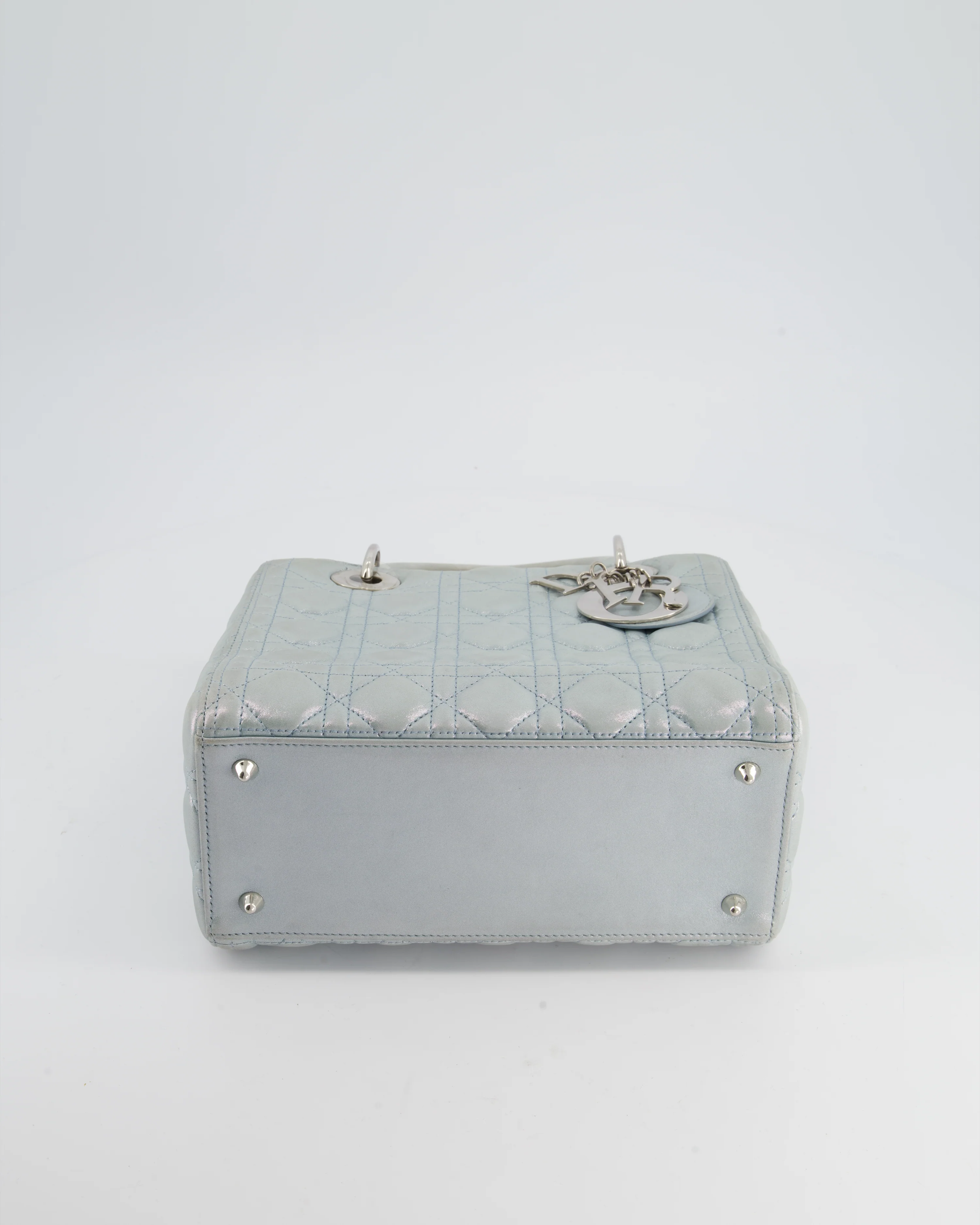 Christian Dior Baby Blue Metallic Medium Lady Dior Bag with Silver Hardware - Image 18