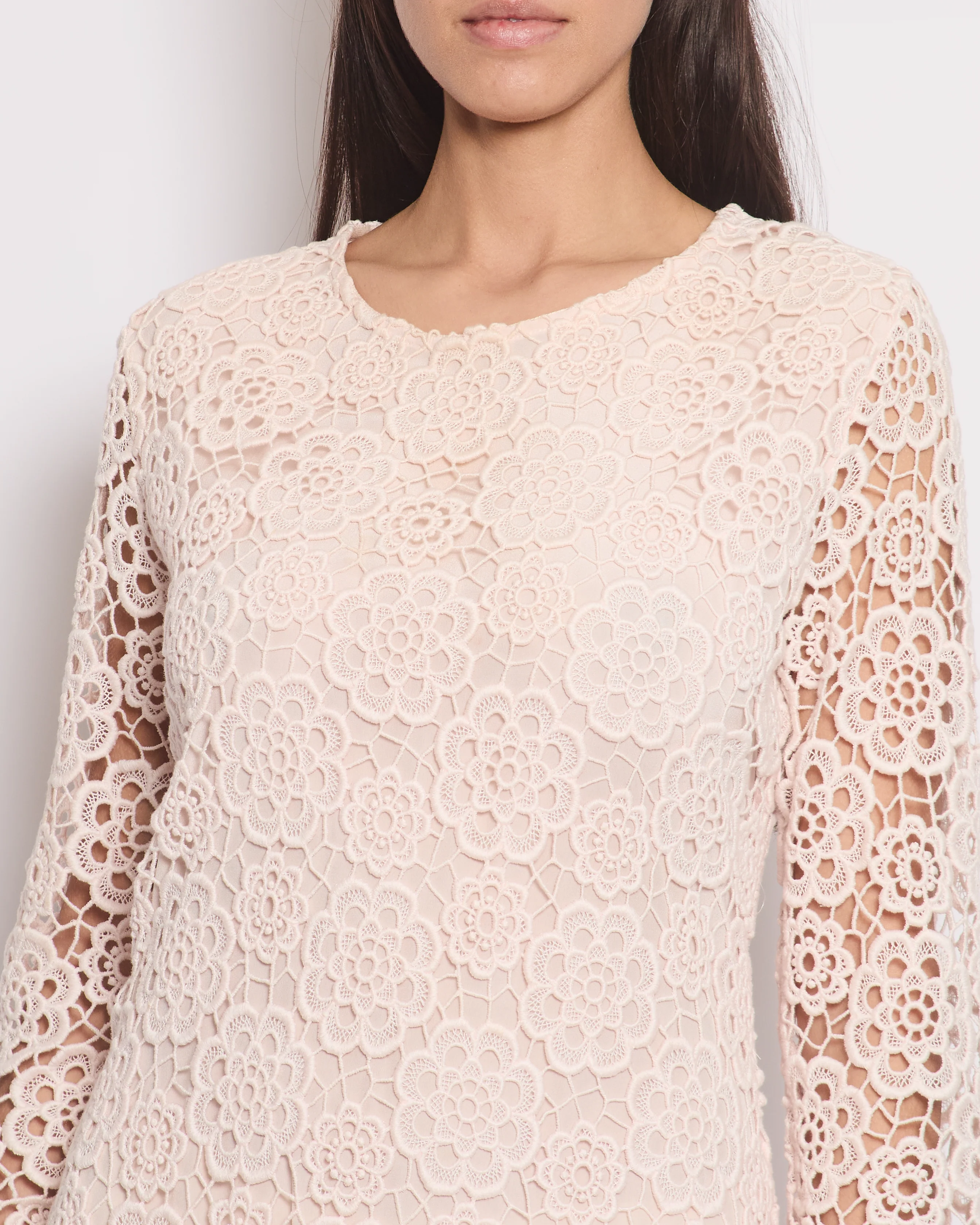 Christian Dior Baby Pink Floral Crochet Mini Dress Size FR 42 (UK 14) - Image 4