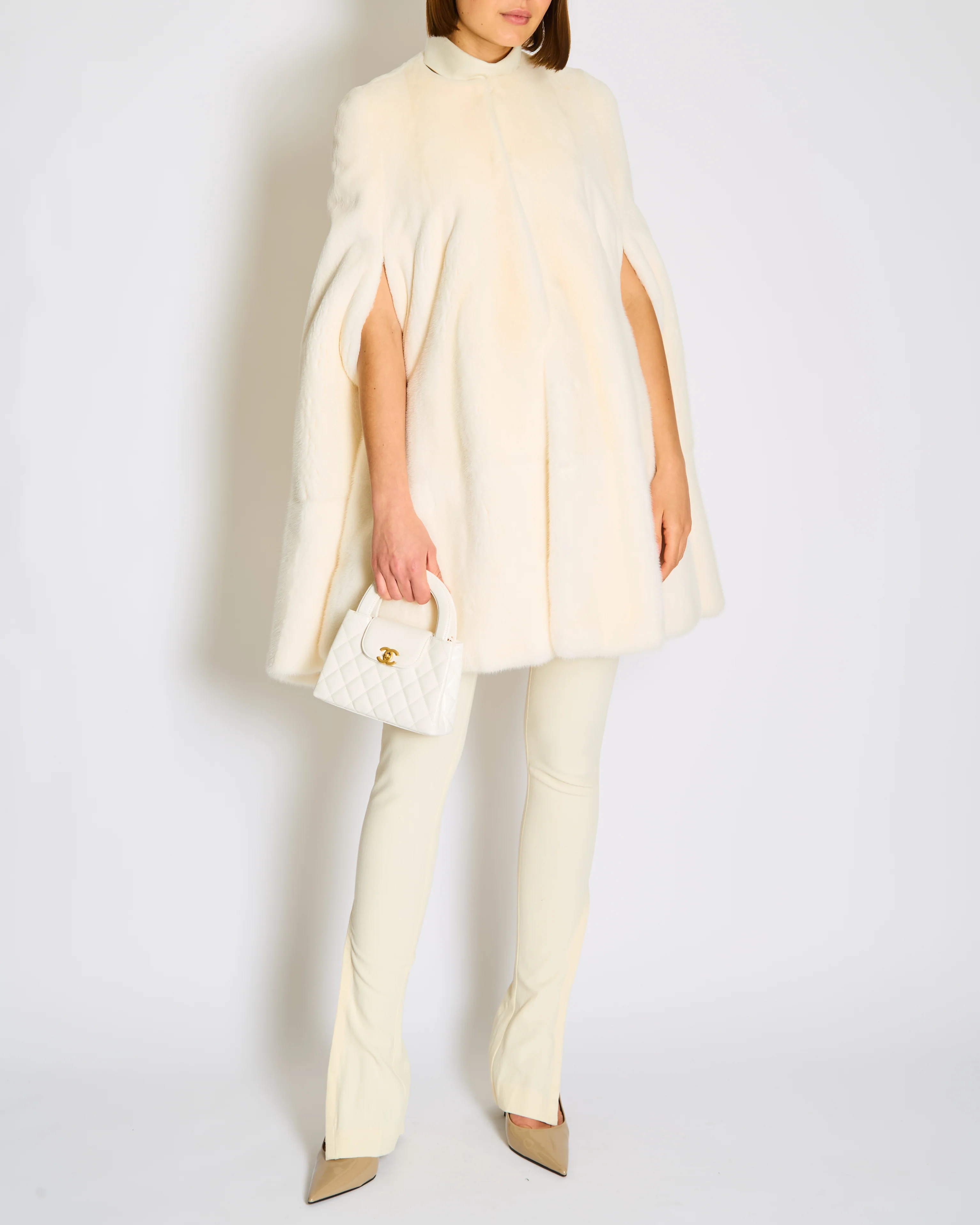 Christian Dior White Mink Fur Cape Coat Size FR 36 (UK 8) - Image 6