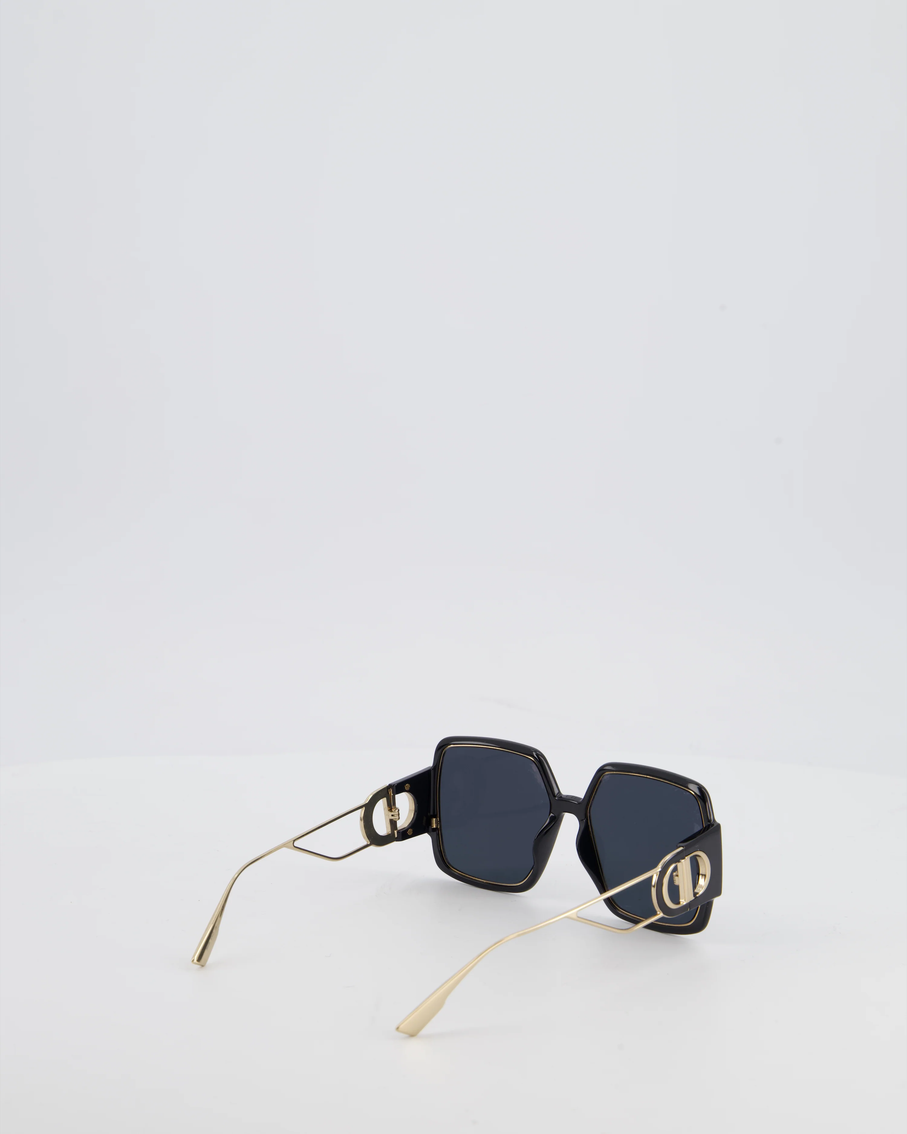 Christian Dior Black 30 Montaigne Geometric Acetate Frame Sunglasses with Gold Arms Detail - Image 4