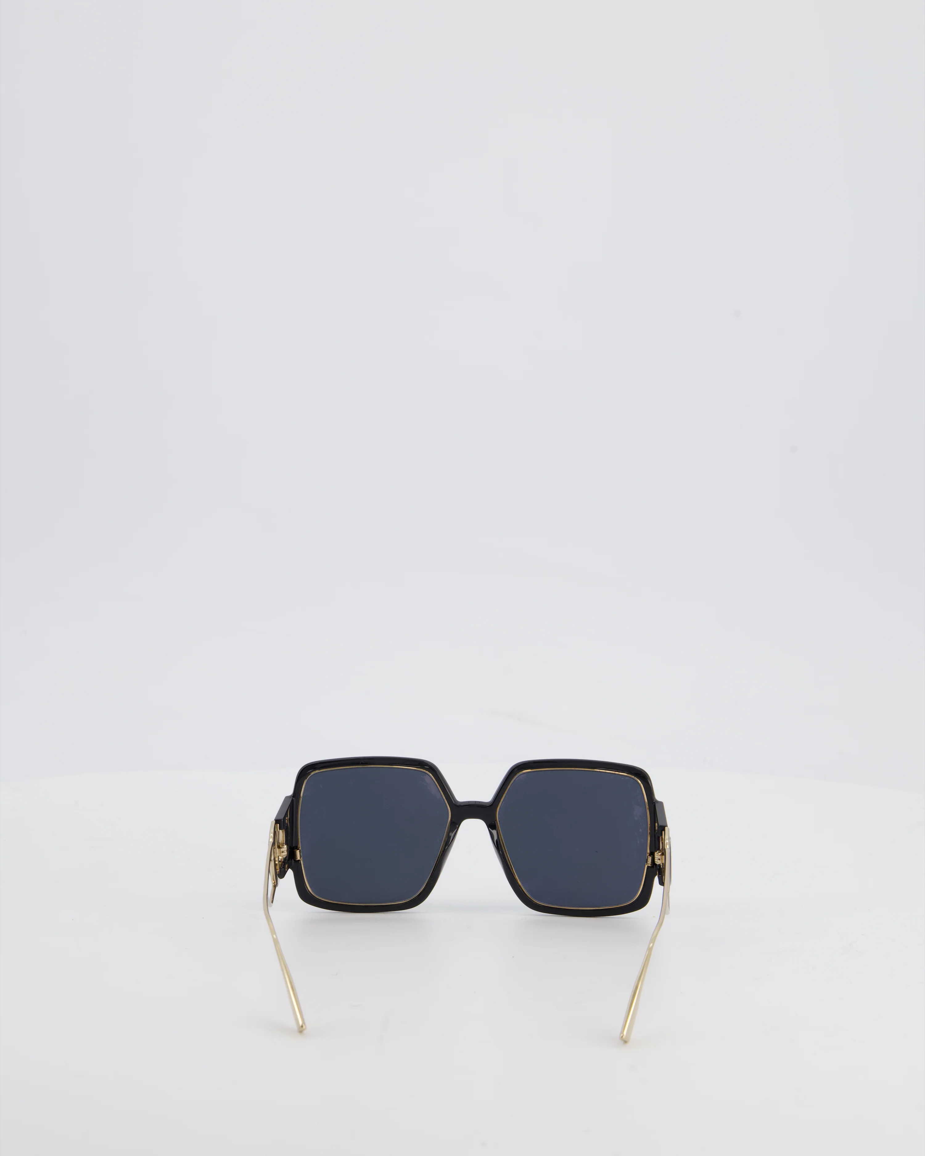 Christian Dior Black 30 Montaigne Geometric Acetate Frame Sunglasses with Gold Arms Detail - Image 5