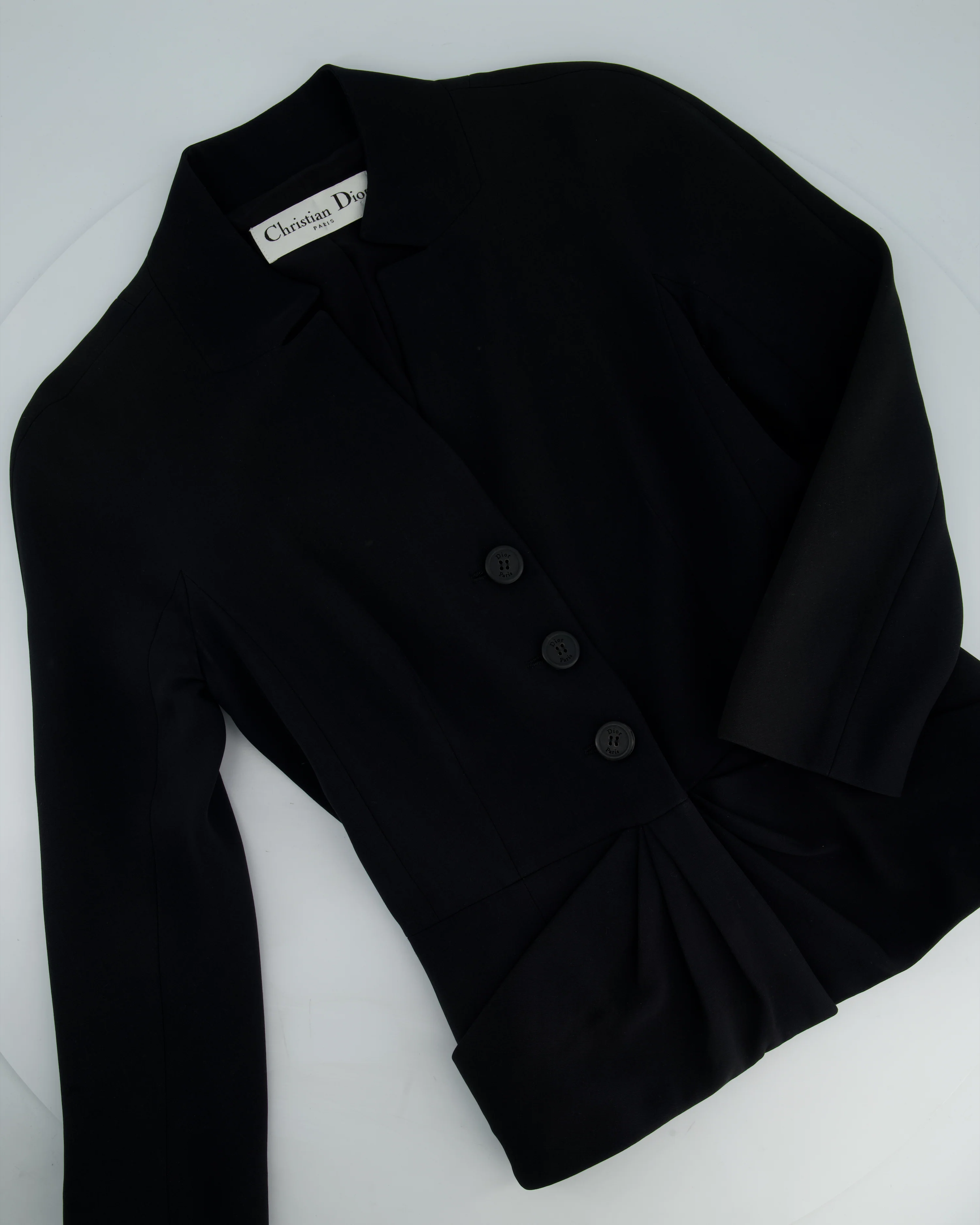 Christian Dior Black Button Down Jacket with Ruched Pocket Detail Size FR 36 (UK 8) - Image 4