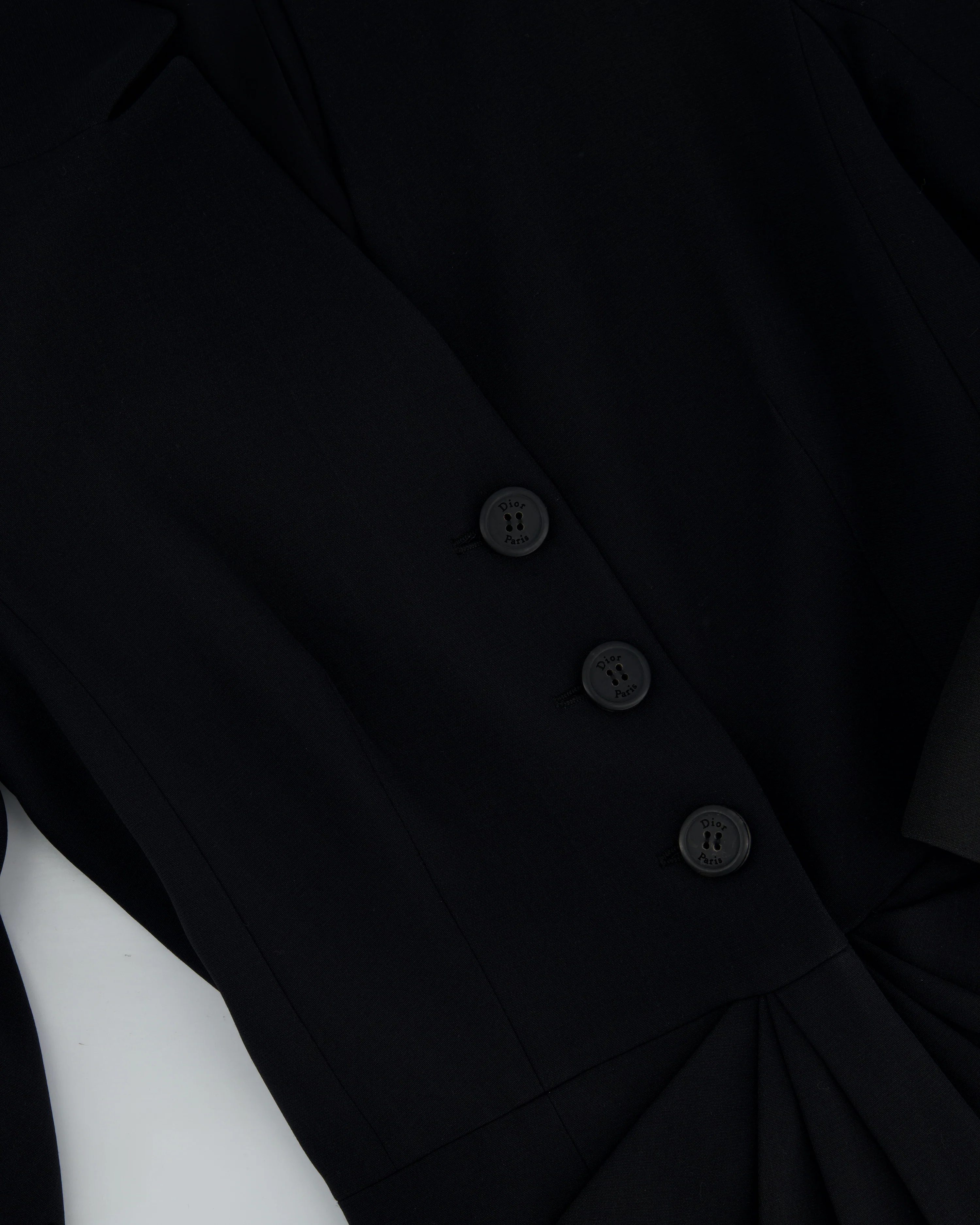 Christian Dior Black Button Down Jacket with Ruched Pocket Detail Size FR 36 (UK 8) - Image 5