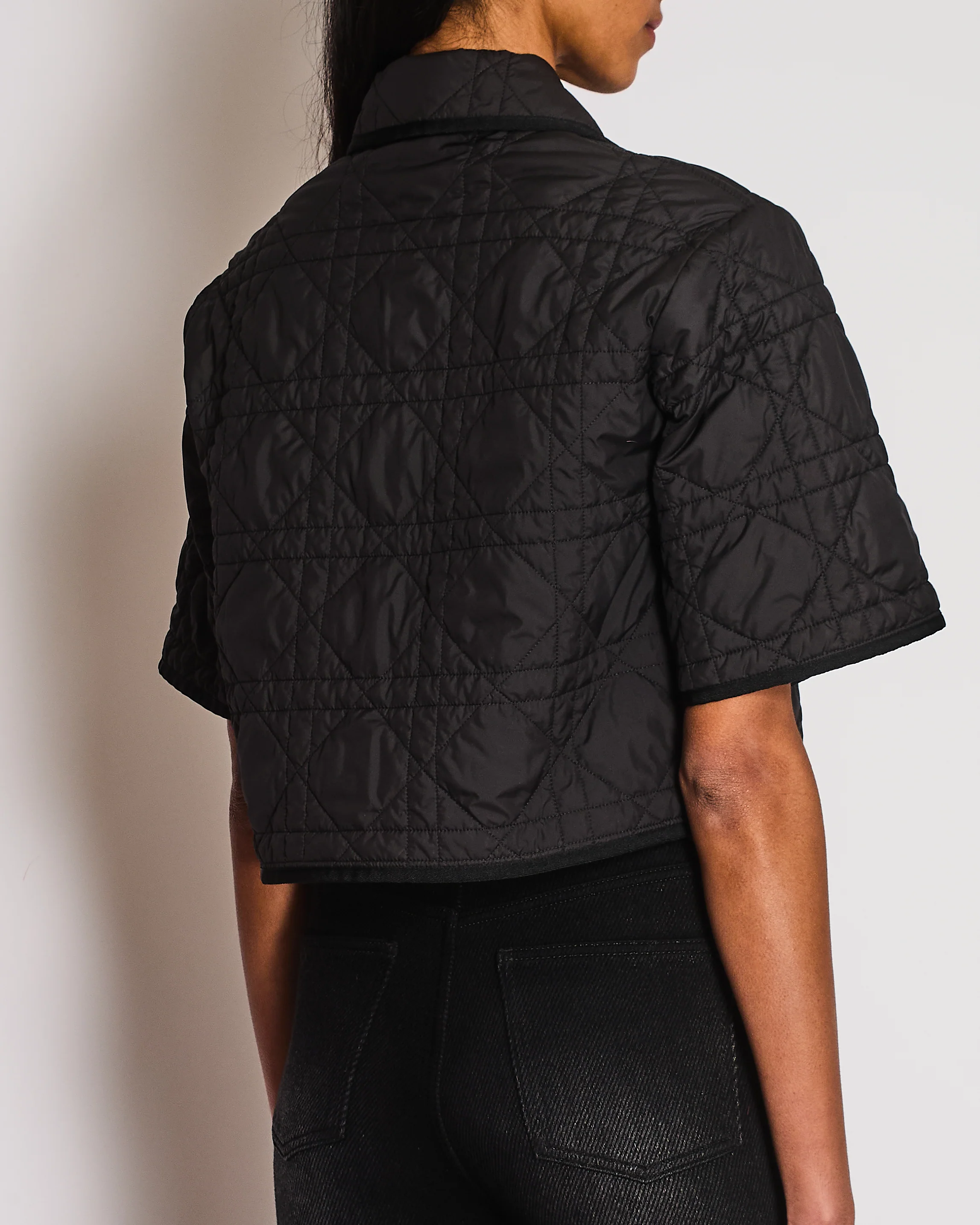 Christian Dior Black Cannage Cropped Sleeve Jacket Size S (UK 8) - Image 4