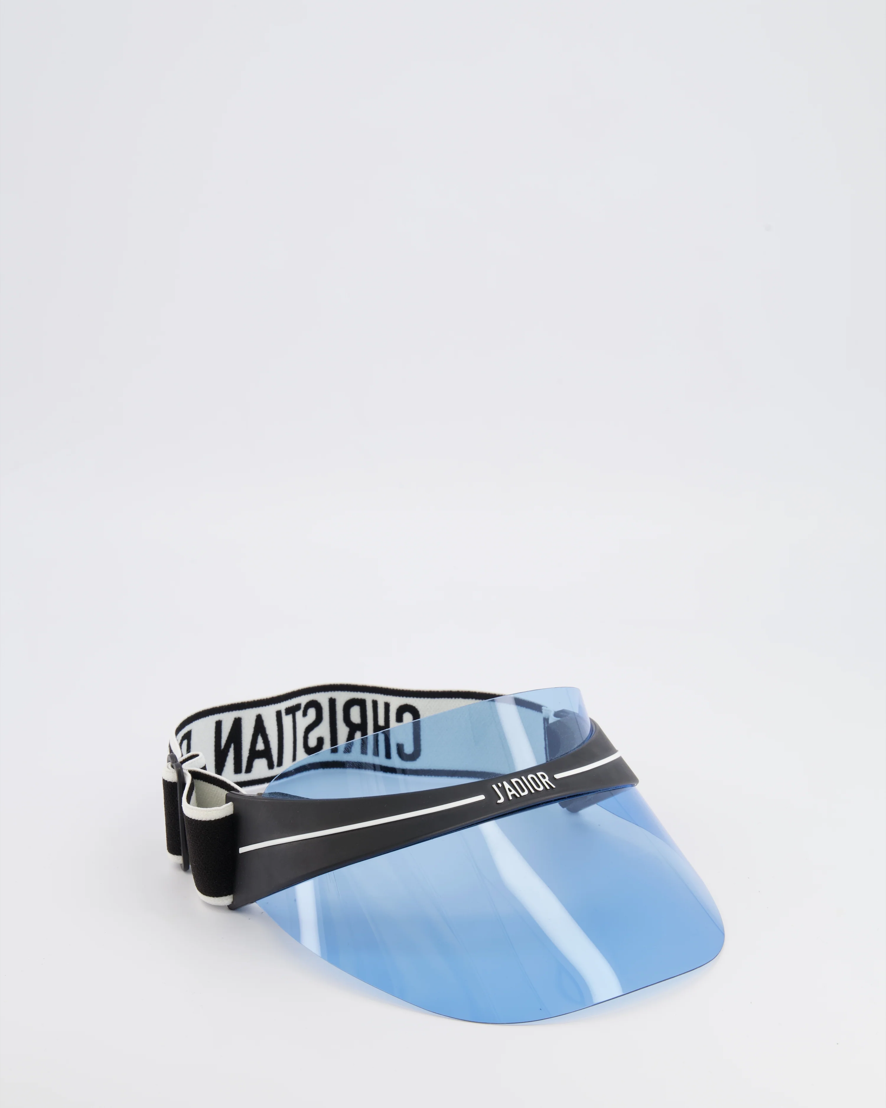 Christian Dior Black DiorClub V1U Visor with Light Blue Shield and Adjustable Logo Strap - Image 2