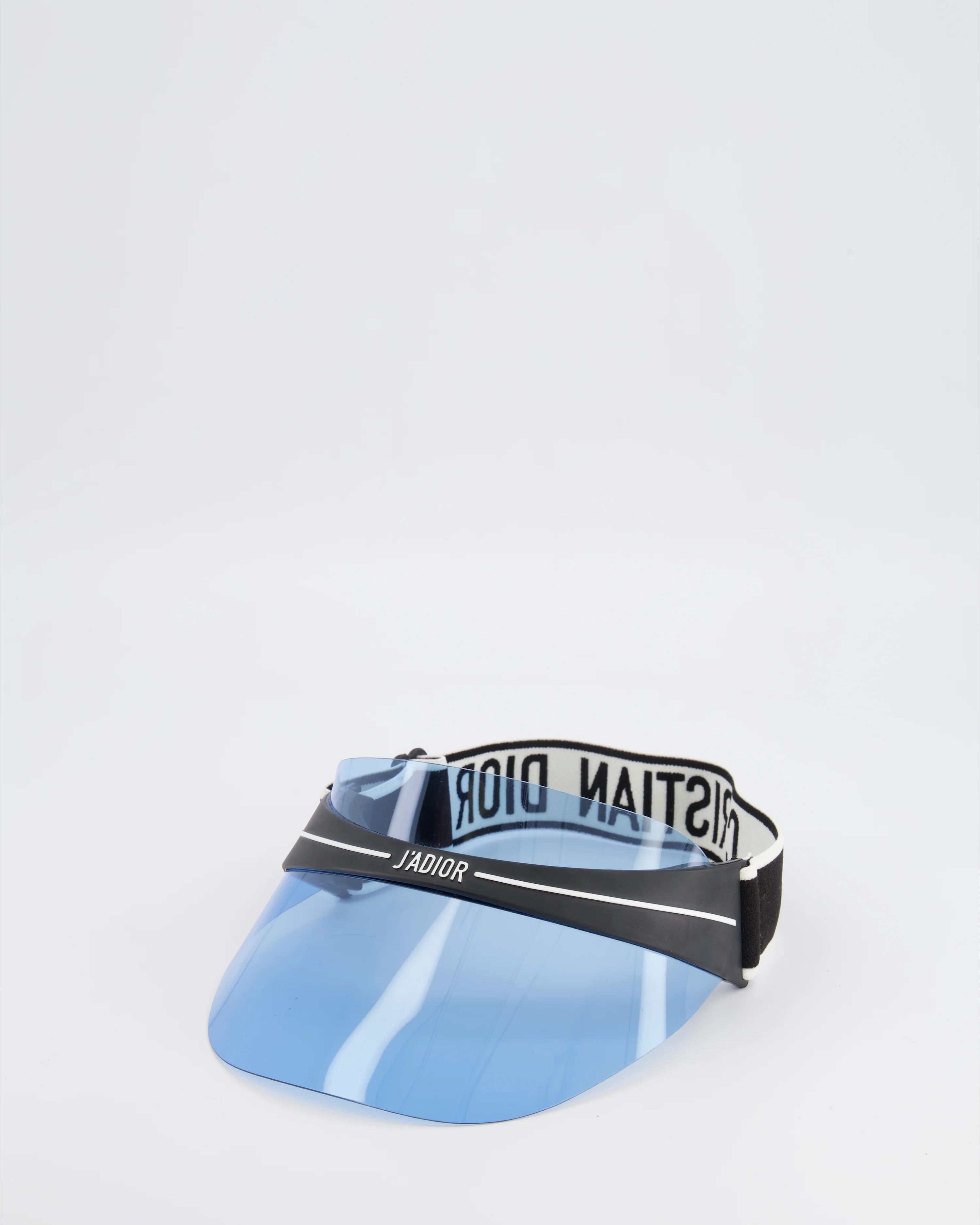 Christian Dior Black DiorClub V1U Visor with Light Blue Shield and Adjustable Logo Strap - Image 3