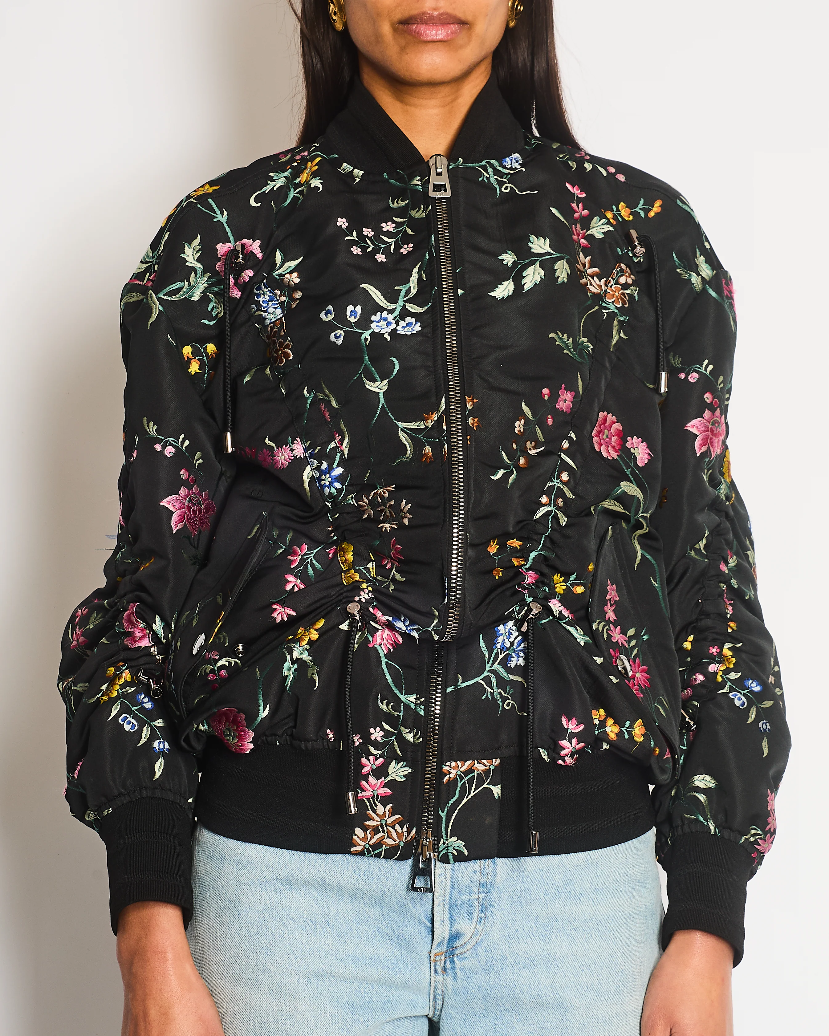 Christian Dior Black Embroidered Bomber Jacket Detail Size FR S-38 (UK 10) - Image 2