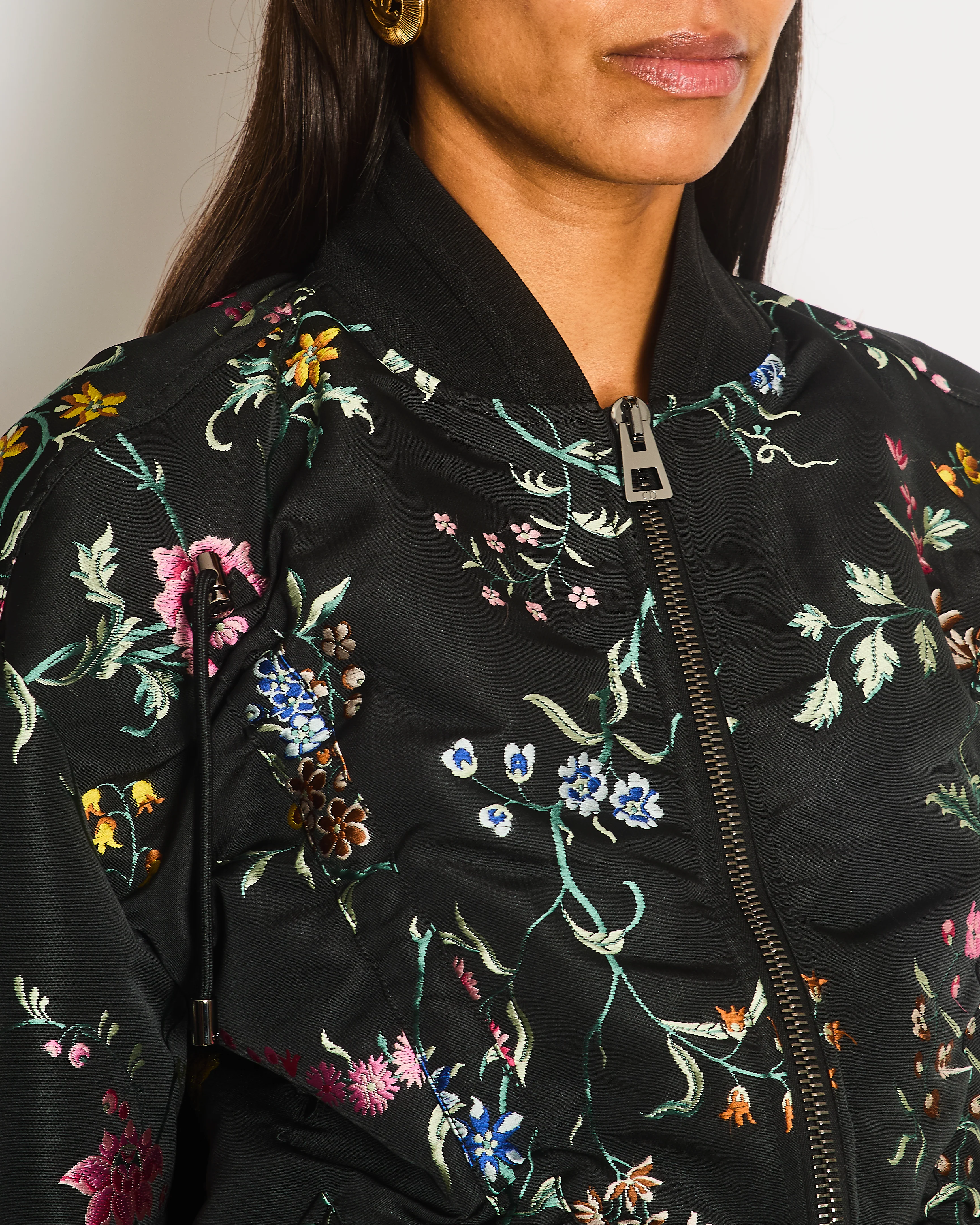 Christian Dior Black Embroidered Bomber Jacket Detail Size FR S-38 (UK 10) - Image 3