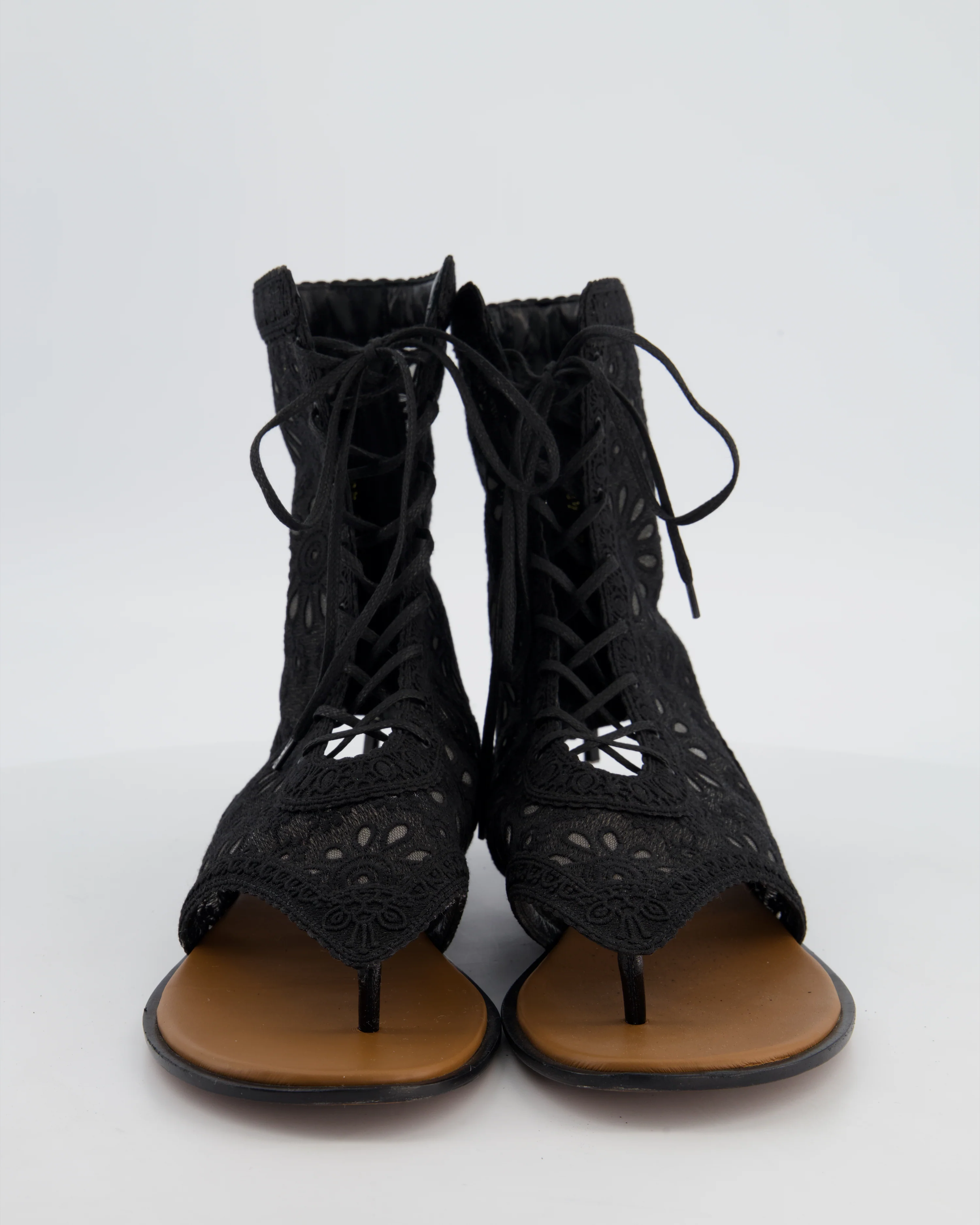Christian Dior Black Lace Up Sandals with Logo Detail Size EU 40 - Image 4