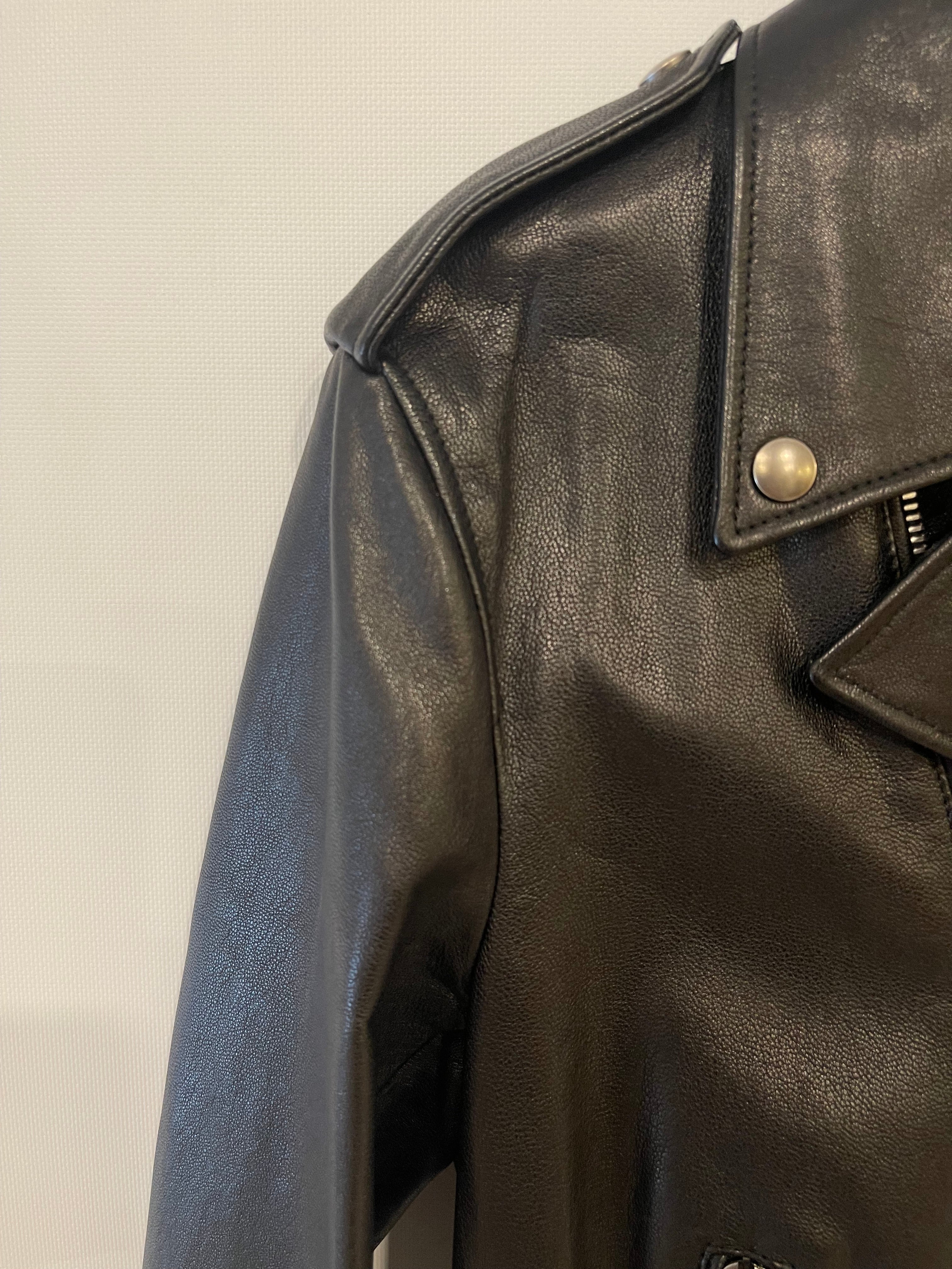 Christian Dior Black Leather Biker Jacket with Silver Zip Detail and Stitch Logo FR 40 (UK 12) - Image 16