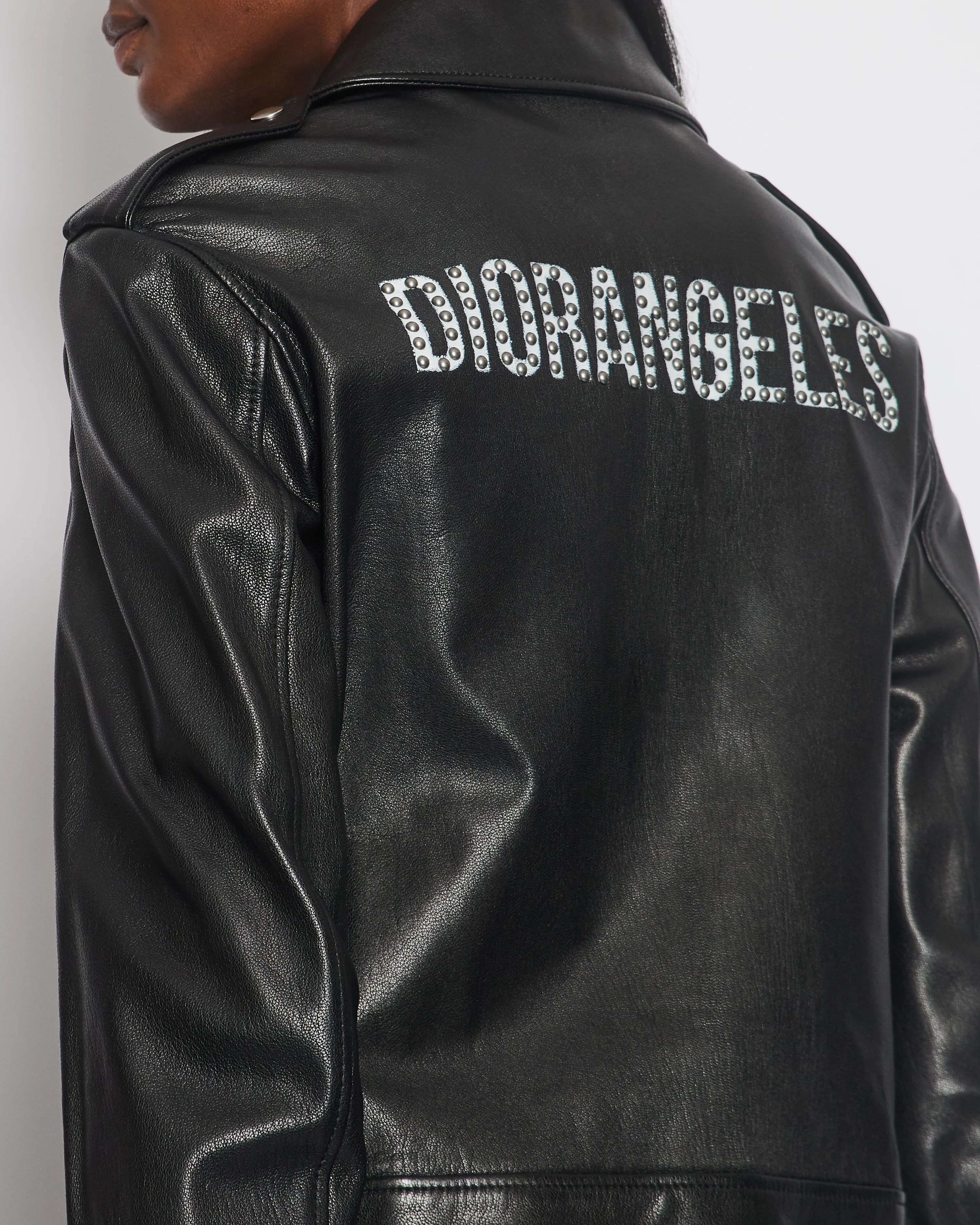 Christian Dior Black Leather Biker Jacket with Silver Zip Detail and Stitch Logo FR 40 (UK 12) - Image 3