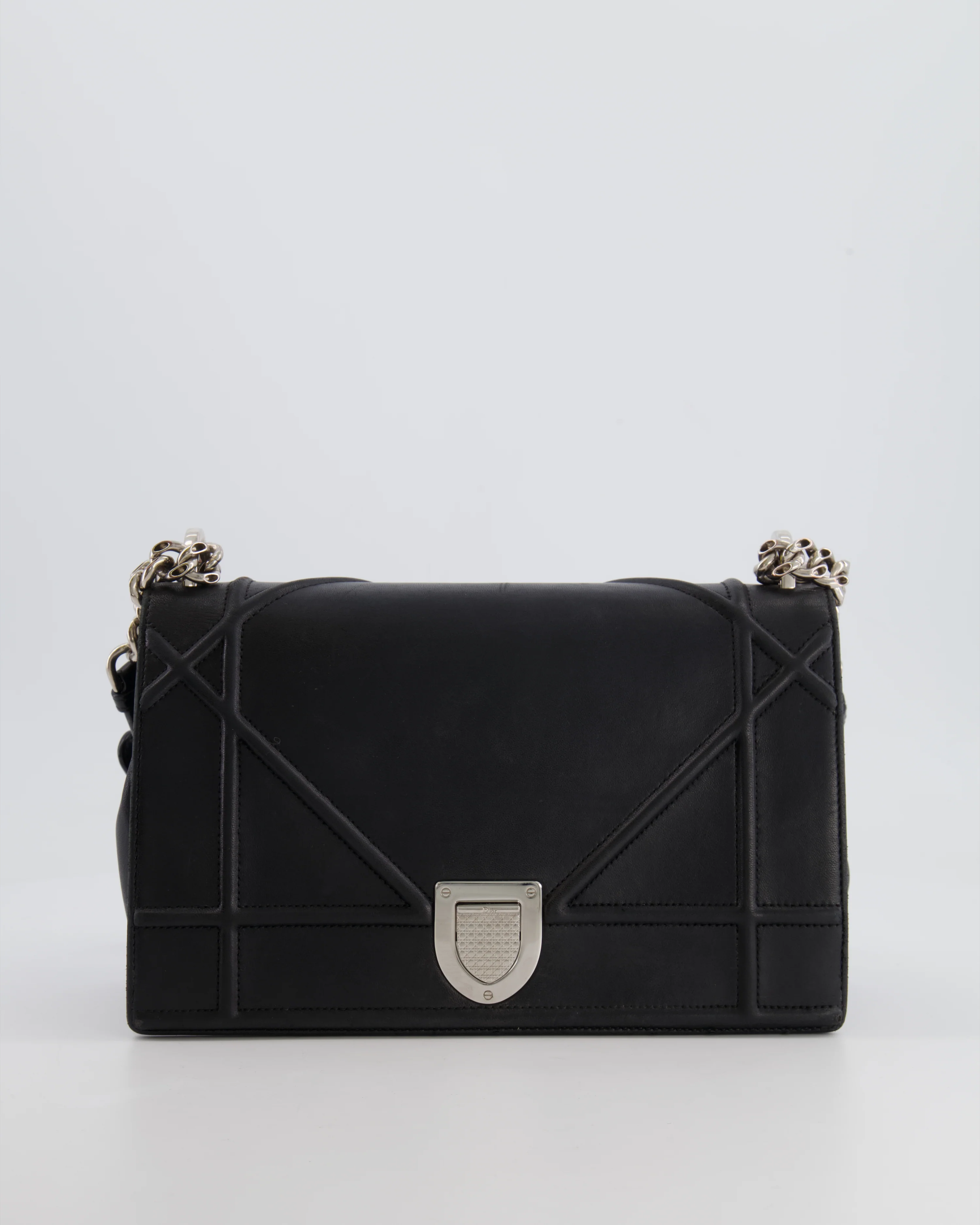 Christian Dior Black Leather Diorama Bag with Silver Hardware and Chain Strap Detail - Image 3