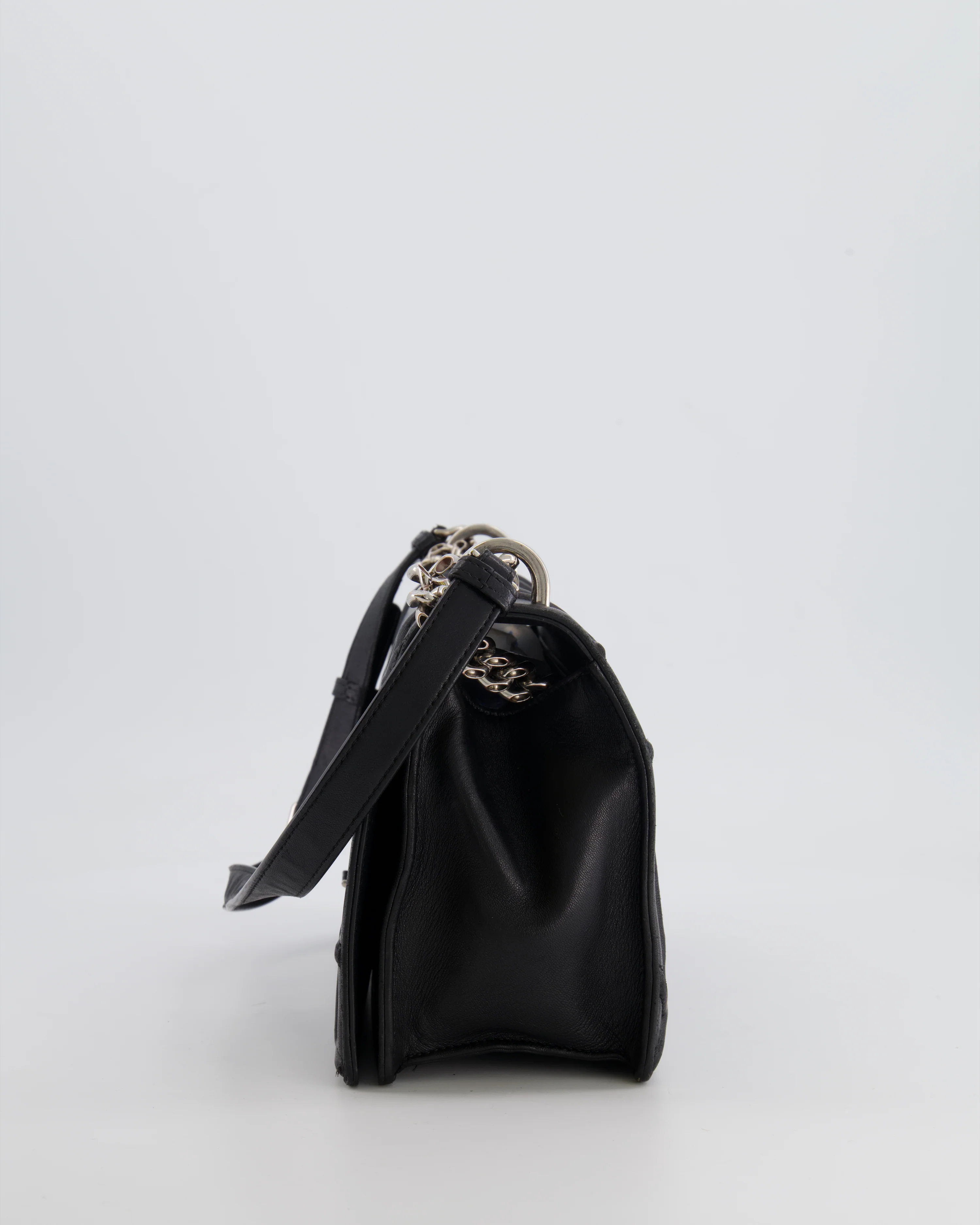 Christian Dior Black Leather Diorama Bag with Silver Hardware and Chain Strap Detail - Image 7