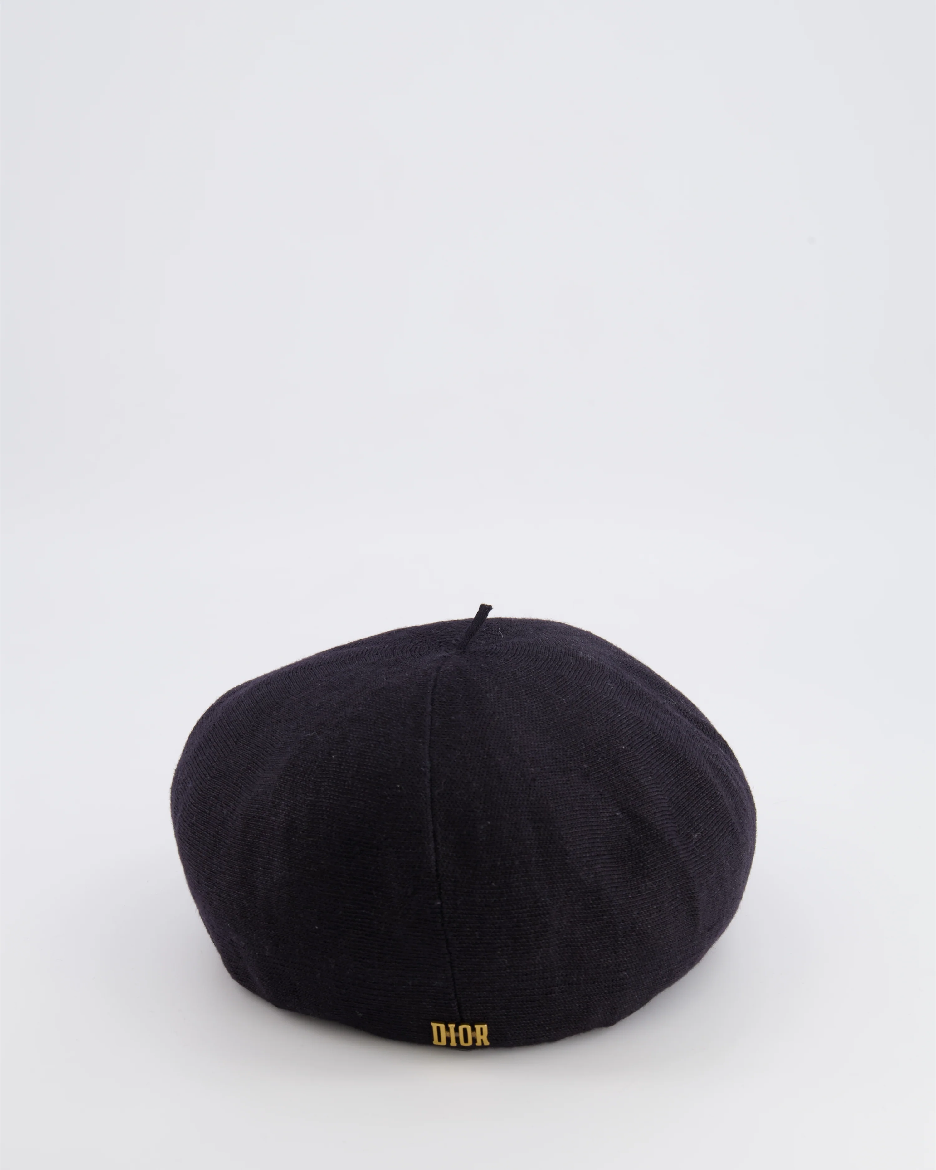 Christian Dior Black Linen Beret Hat with Gold Logo Detail One Size RRP £650 - Image 4