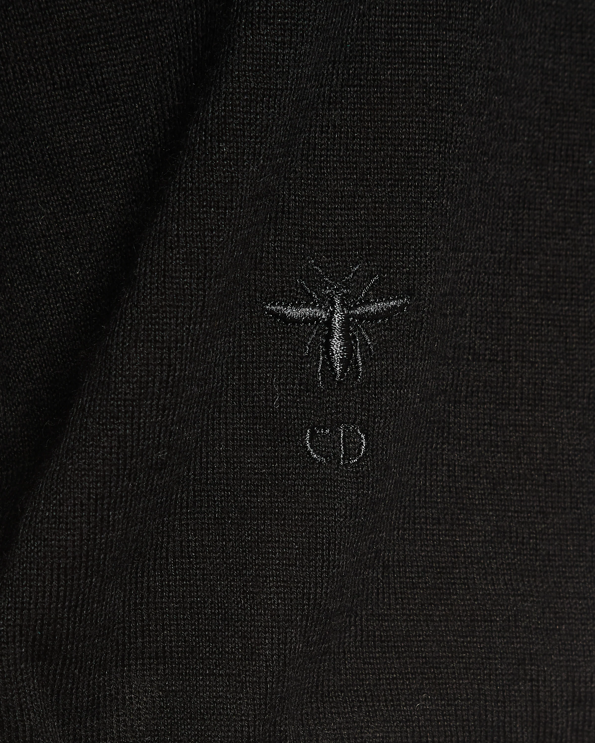 Christian Dior Black Long Sleeve Cashmere Jumper with White Piping Trim and Bee Logo Detail Size FR 38 (UK 10) - Image 4