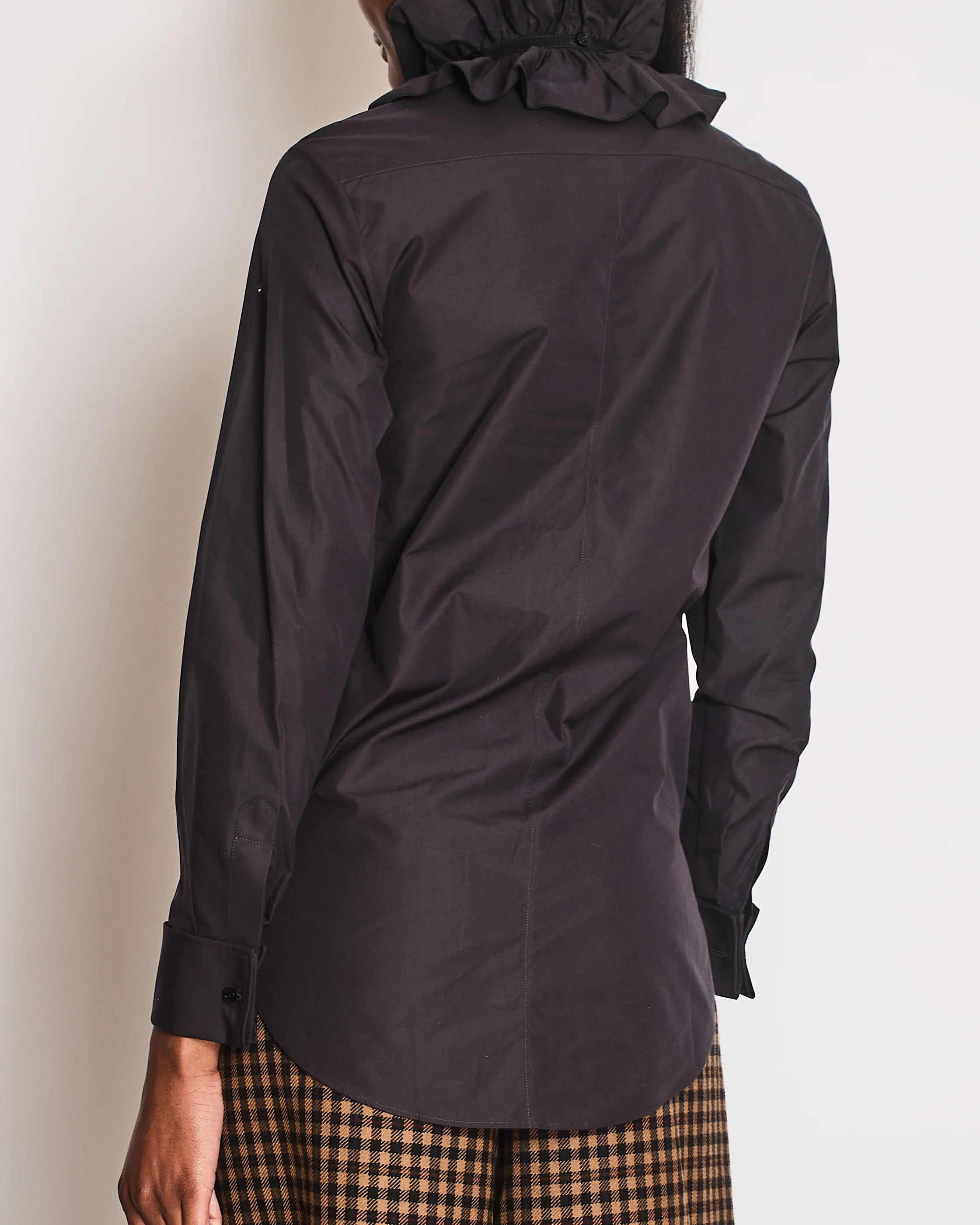 Christian Dior Black Poplin Shirt With Detachable Ruffle Collar Size FR 34 (UK 6) - Image 4