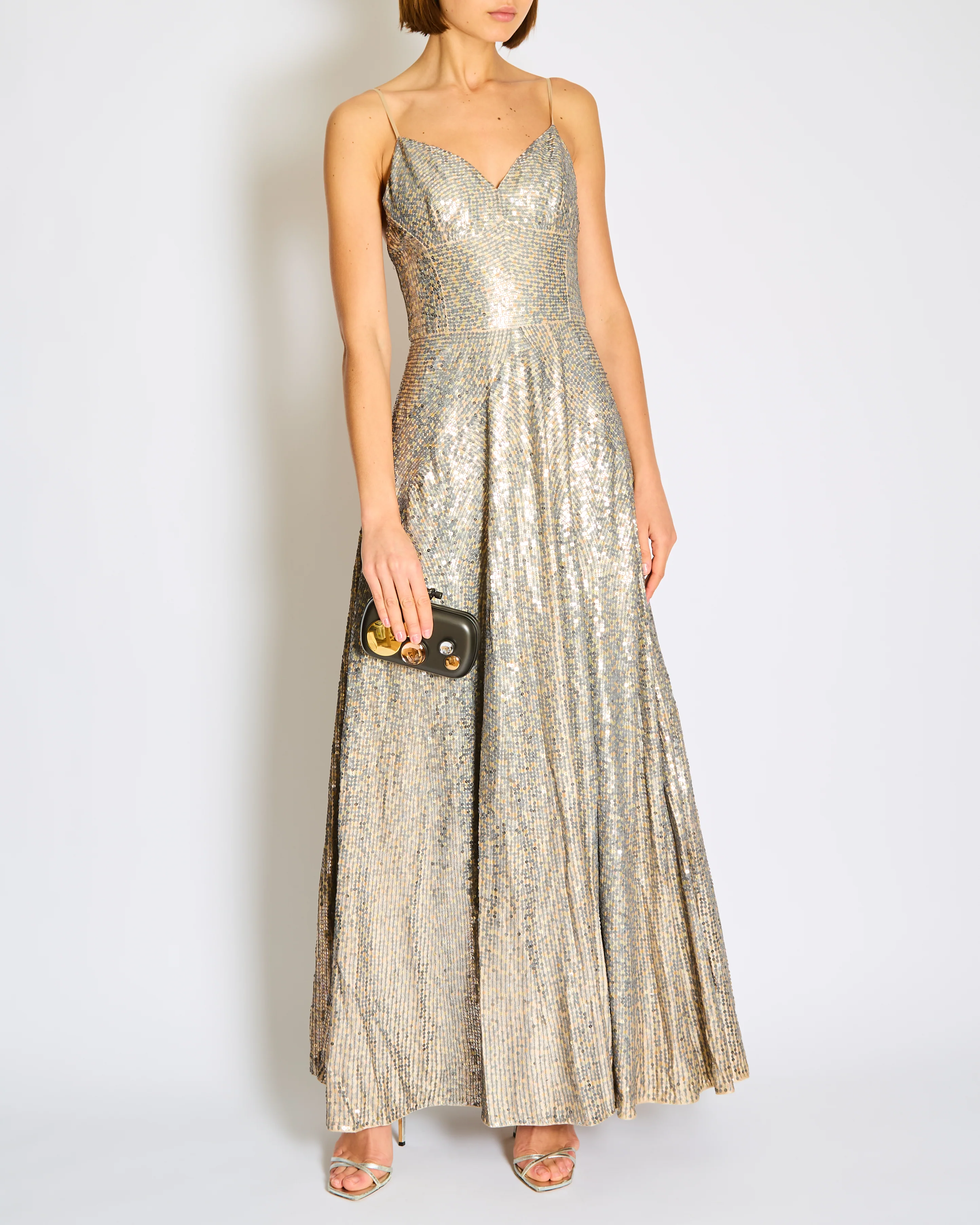 Christian Dior By John Galliano Silver Sequin Strap Long Dress Size FR 36 (UK 8) RRP £7900