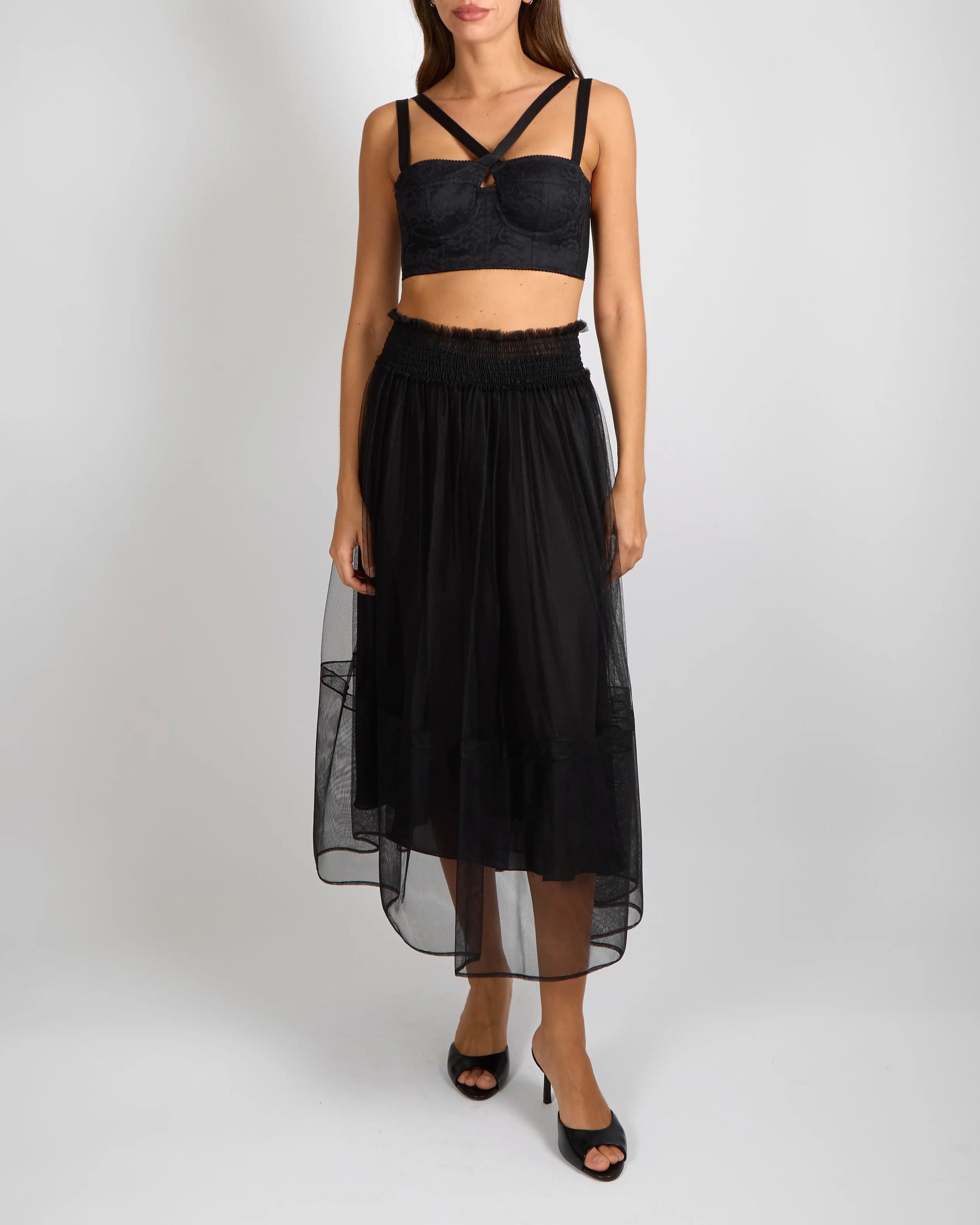 Christian Dior Black Tulle Midi Skirt with Gathered Waist Detail Size FR 38 (UK 10) - Image 2