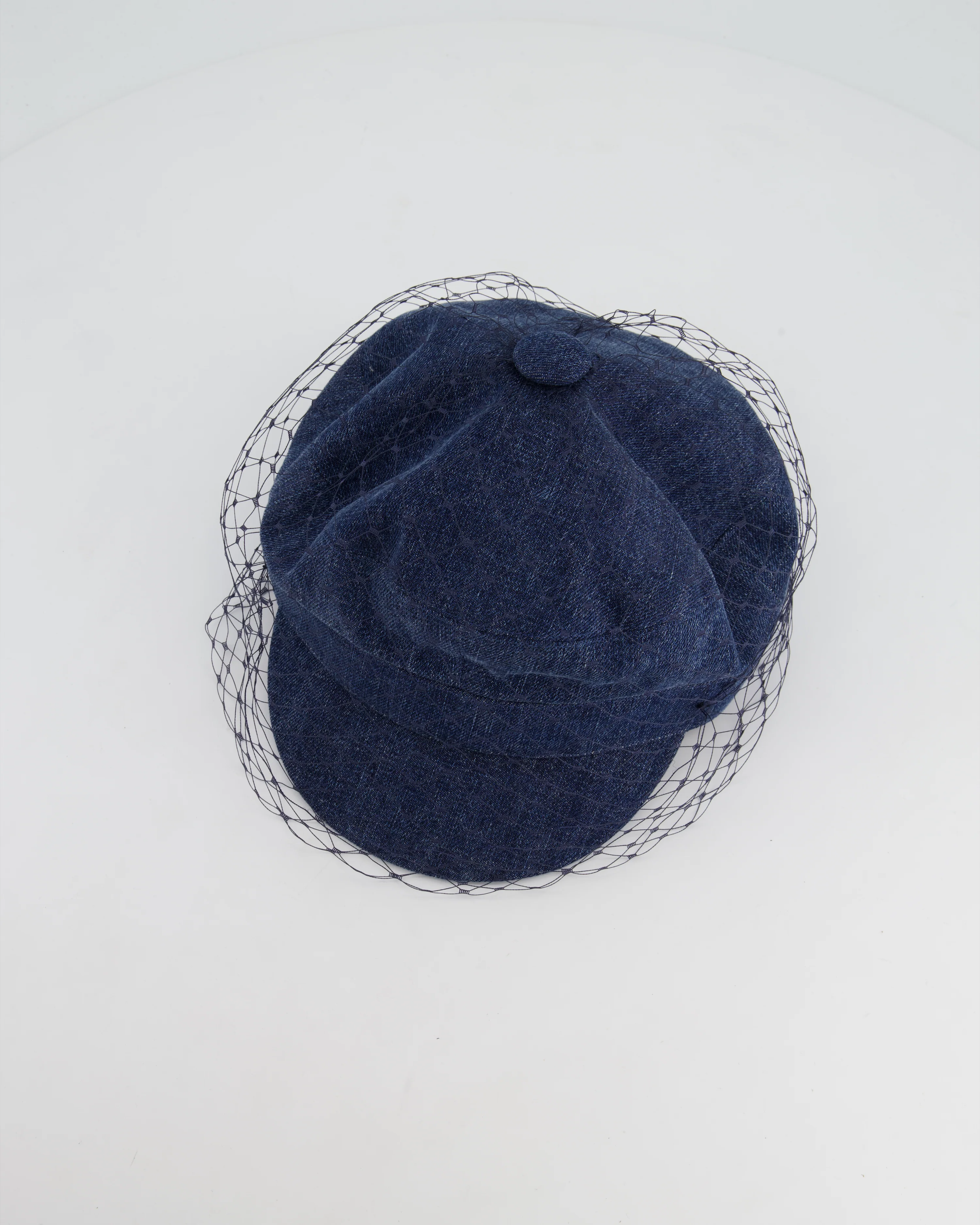 Christian Dior Blue Denim Baker Boy Hat with Mesh Detail Size 57cm - Image 3