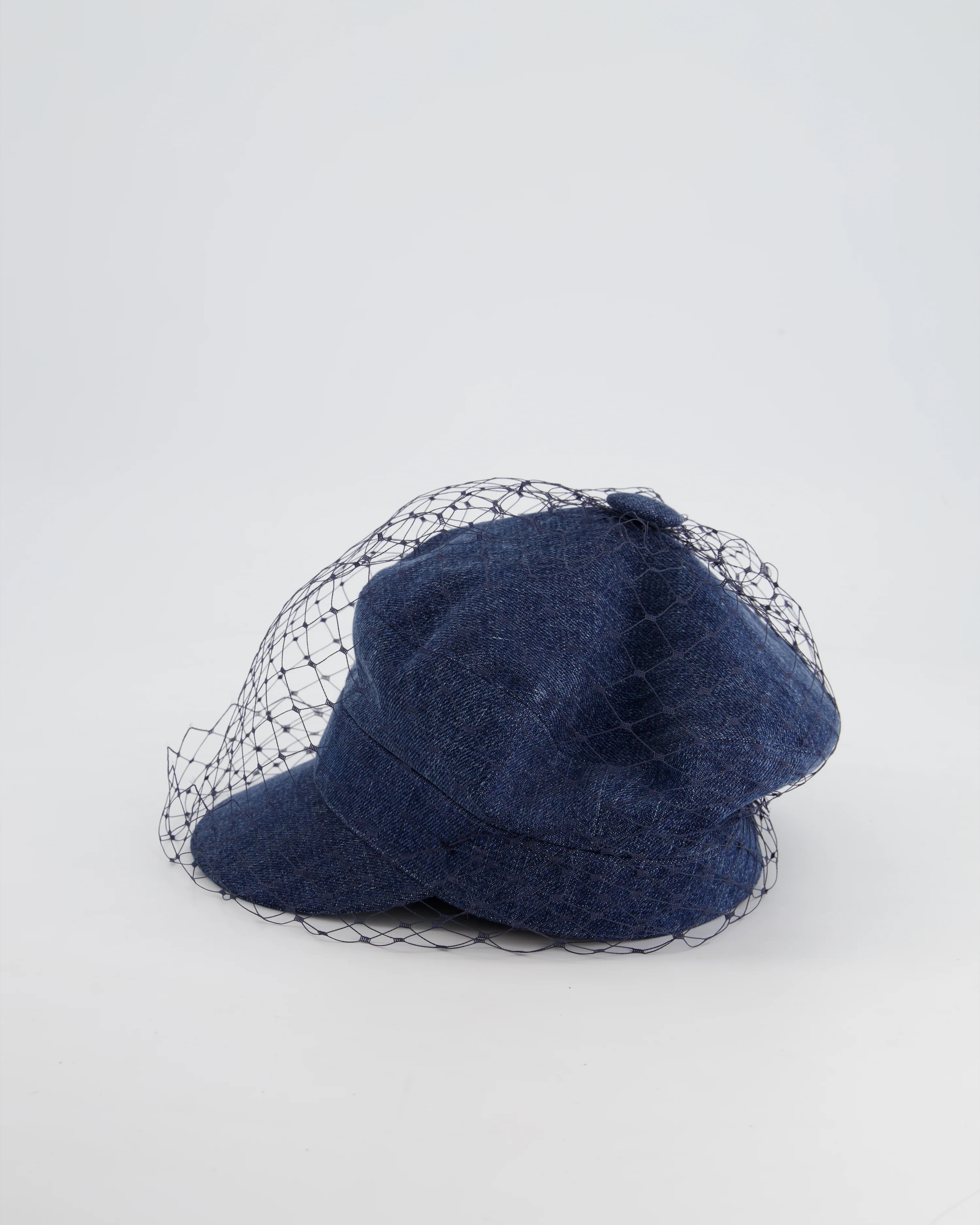 Christian Dior Blue Denim Baker Boy Hat with Mesh Detail Size 57cm - Image 4