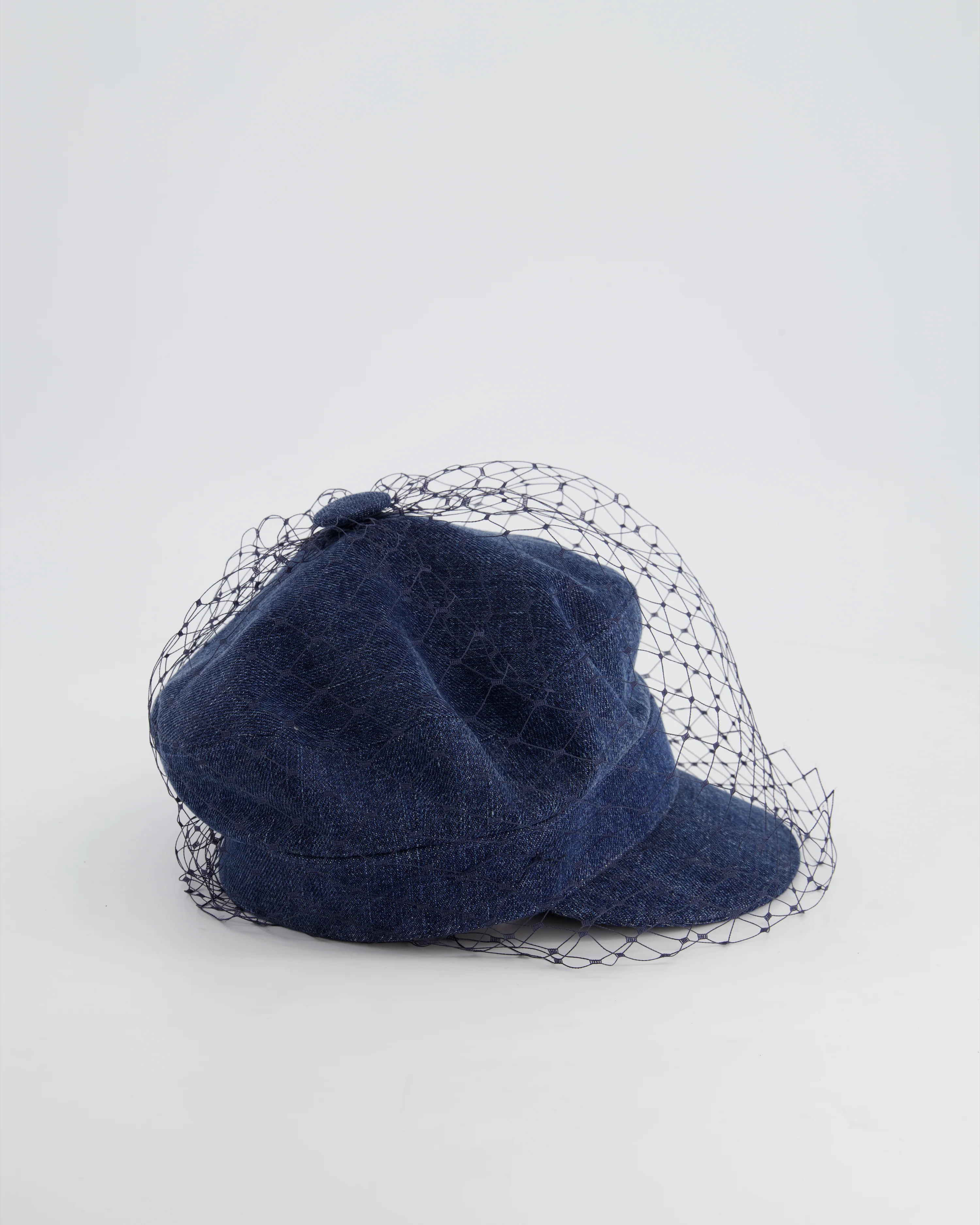 Christian Dior Blue Denim Baker Boy Hat with Mesh Detail Size 57cm - Image 5