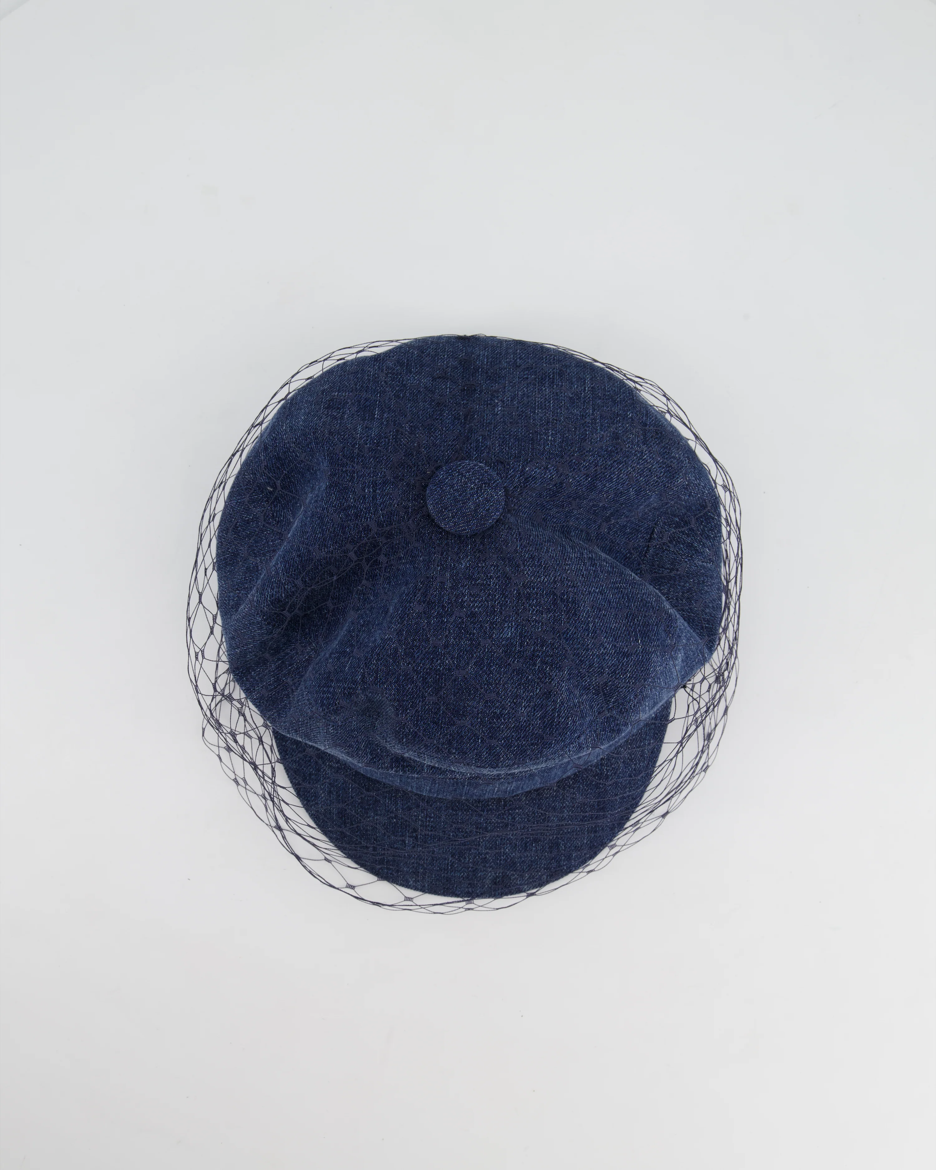 Christian Dior Blue Denim Baker Boy Hat with Mesh Detail Size 57cm - Image 7