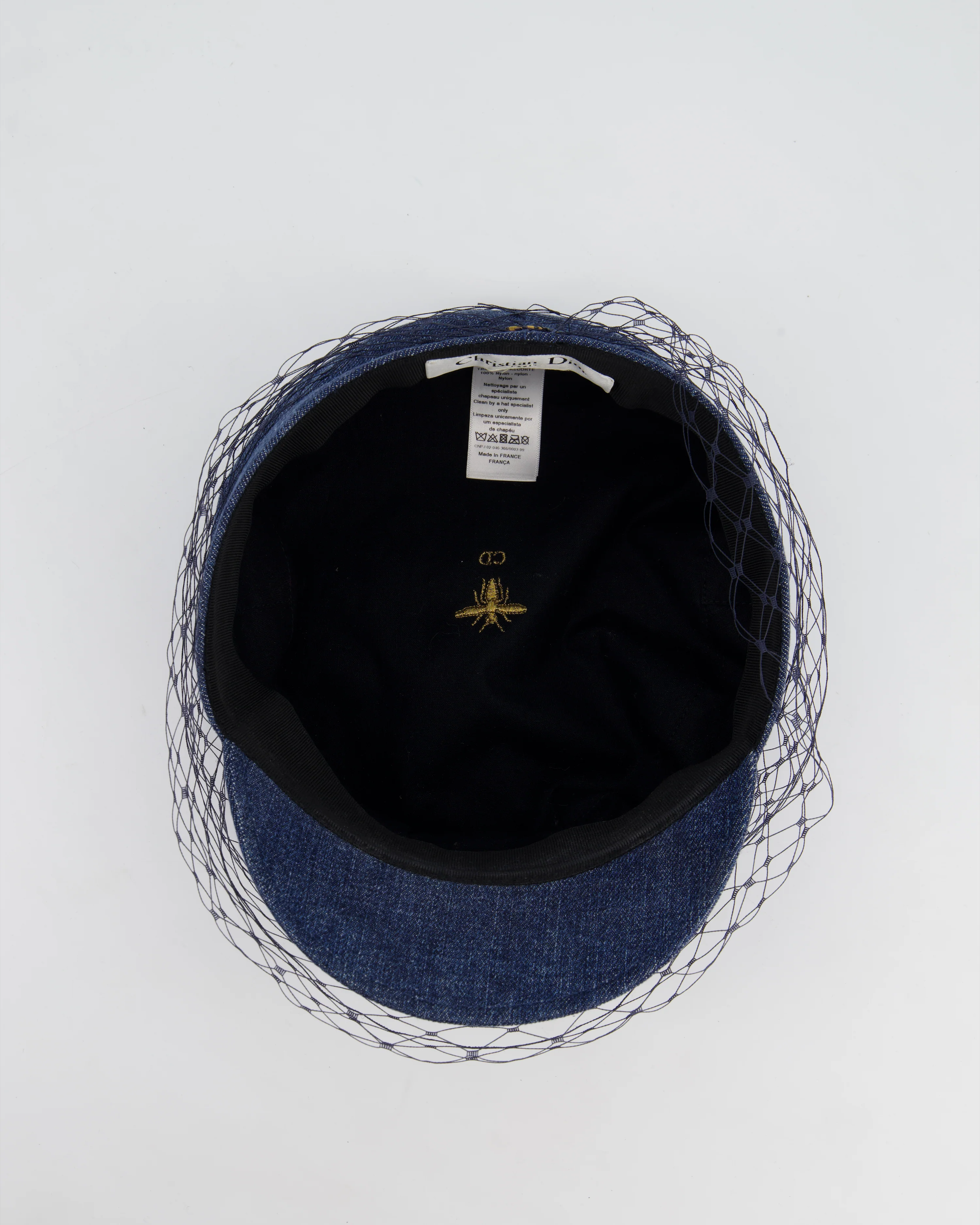 Christian Dior Blue Denim Baker Boy Hat with Mesh Detail Size 57cm - Image 8