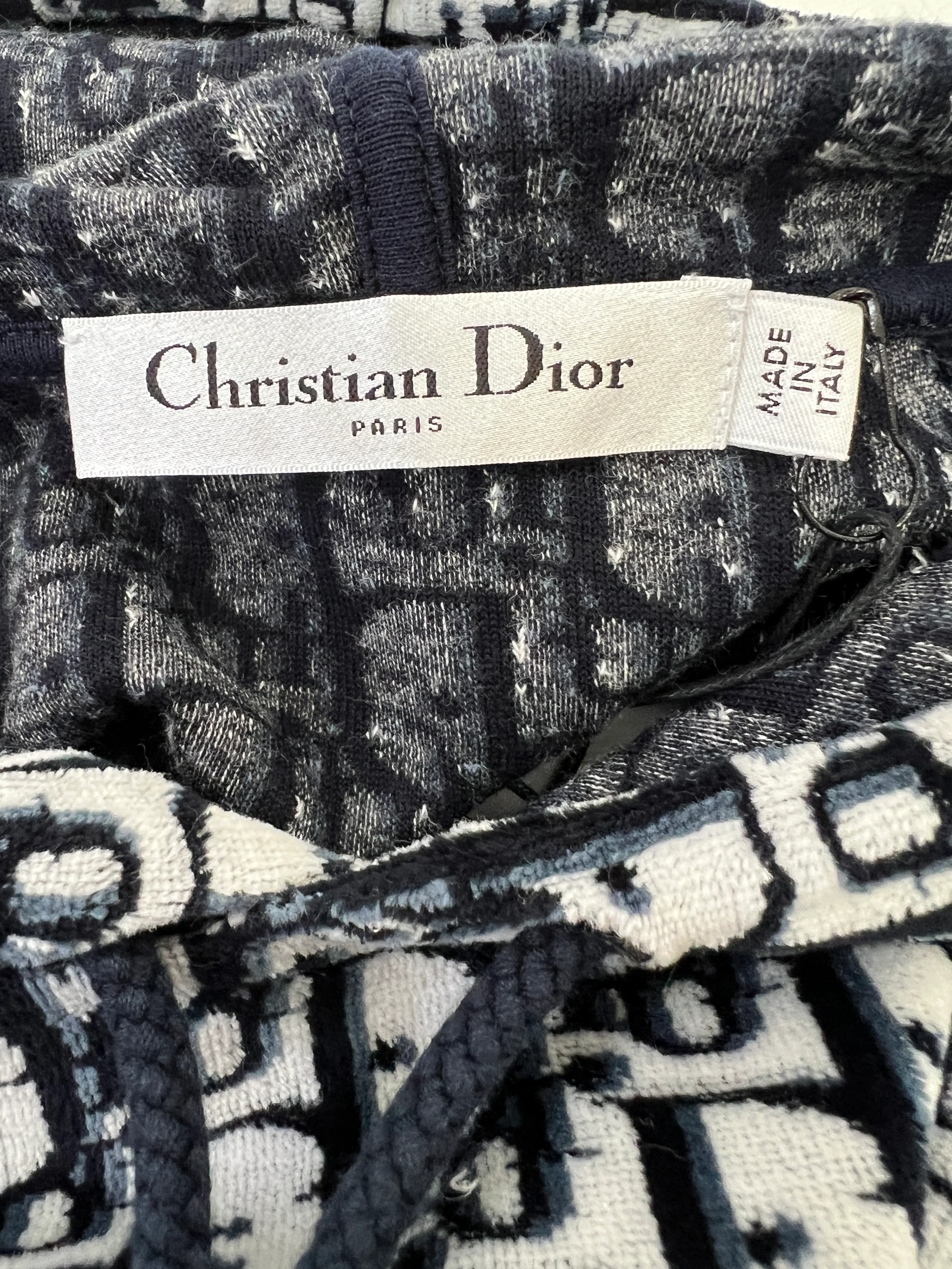 Christian Dior Blue Oblique Print Short Sleeve Hooded Towelling Top Size XS (UK 6) - Image 11