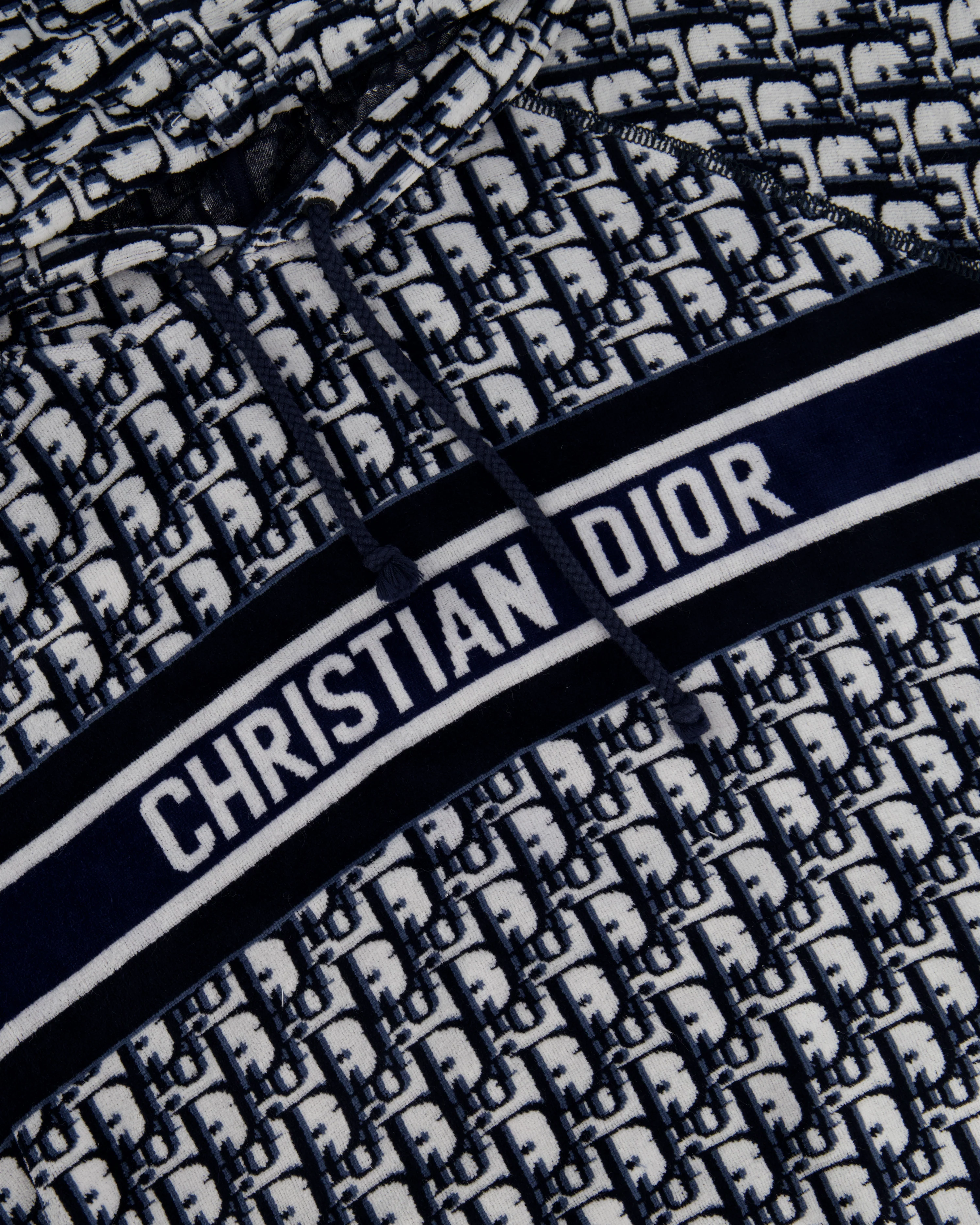 Christian Dior Blue Oblique Print Short Sleeve Hooded Towelling Top Size XS (UK 6) - Image 6