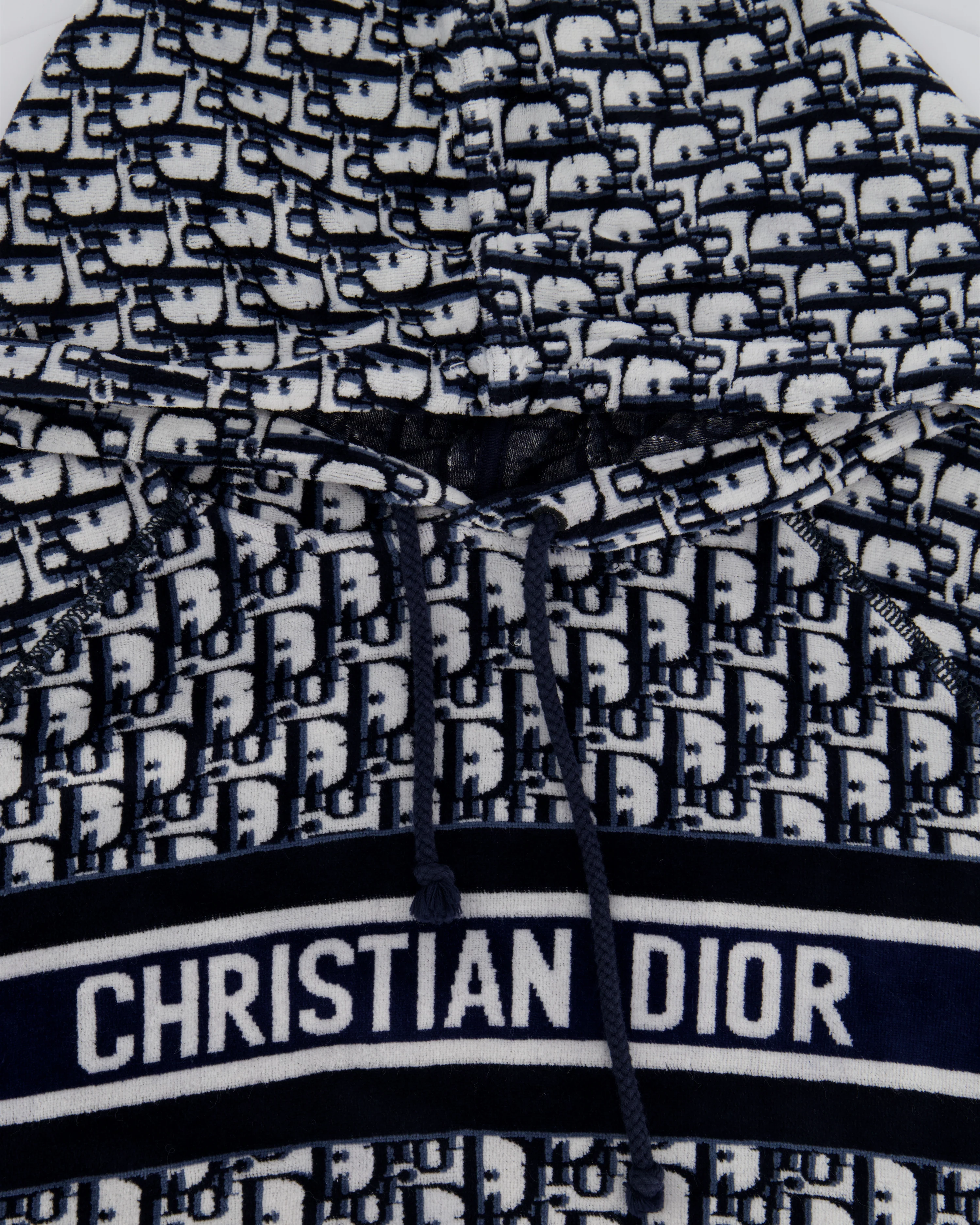 Christian Dior Blue Oblique Print Short Sleeve Hooded Towelling Top Size XS (UK 6) - Image 7