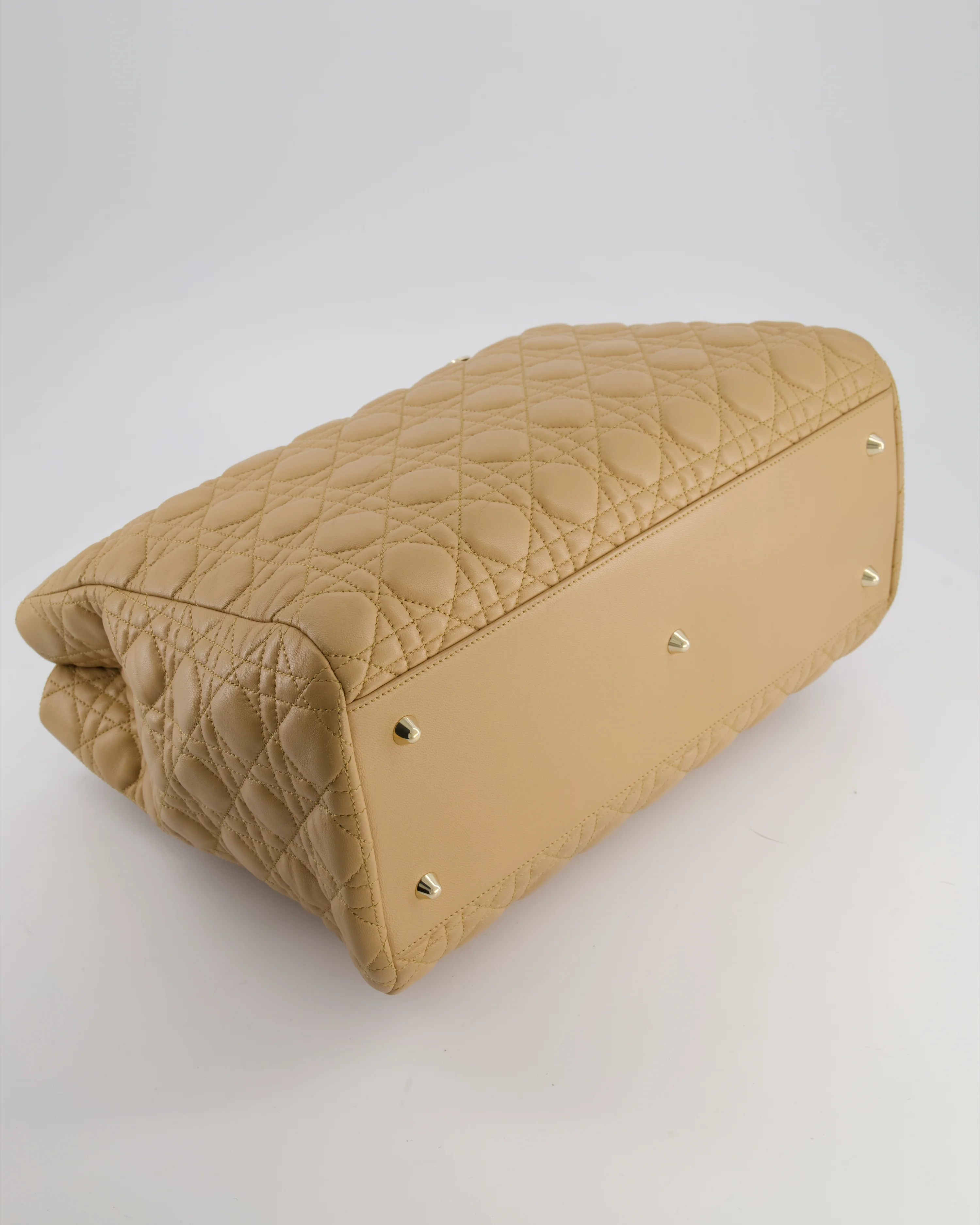Christian Dior Cannage Tote in Beige Quilted Lambskin with Champagne Gold Hardware - Image 18