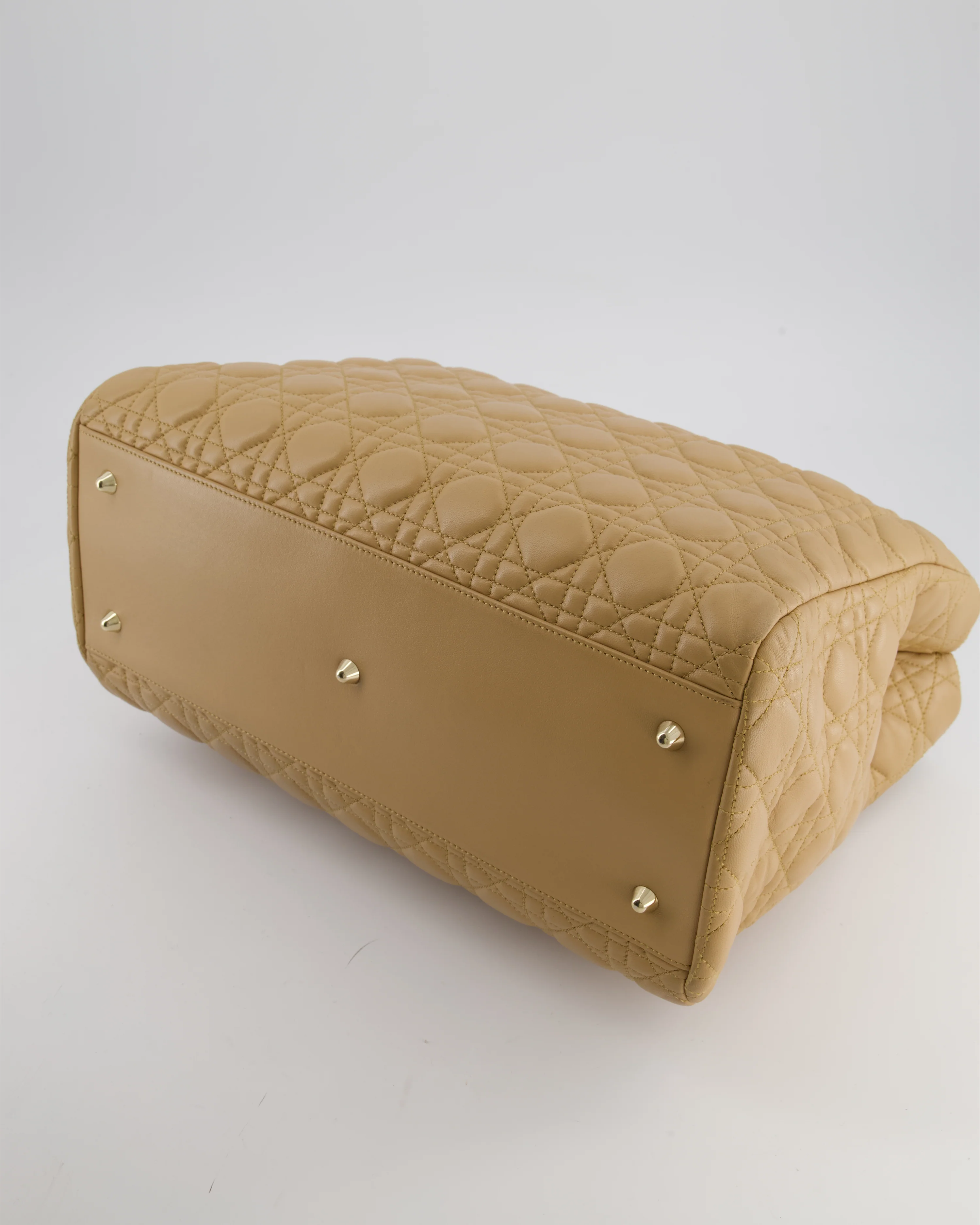 Christian Dior Cannage Tote in Beige Quilted Lambskin with Champagne Gold Hardware - Image 19