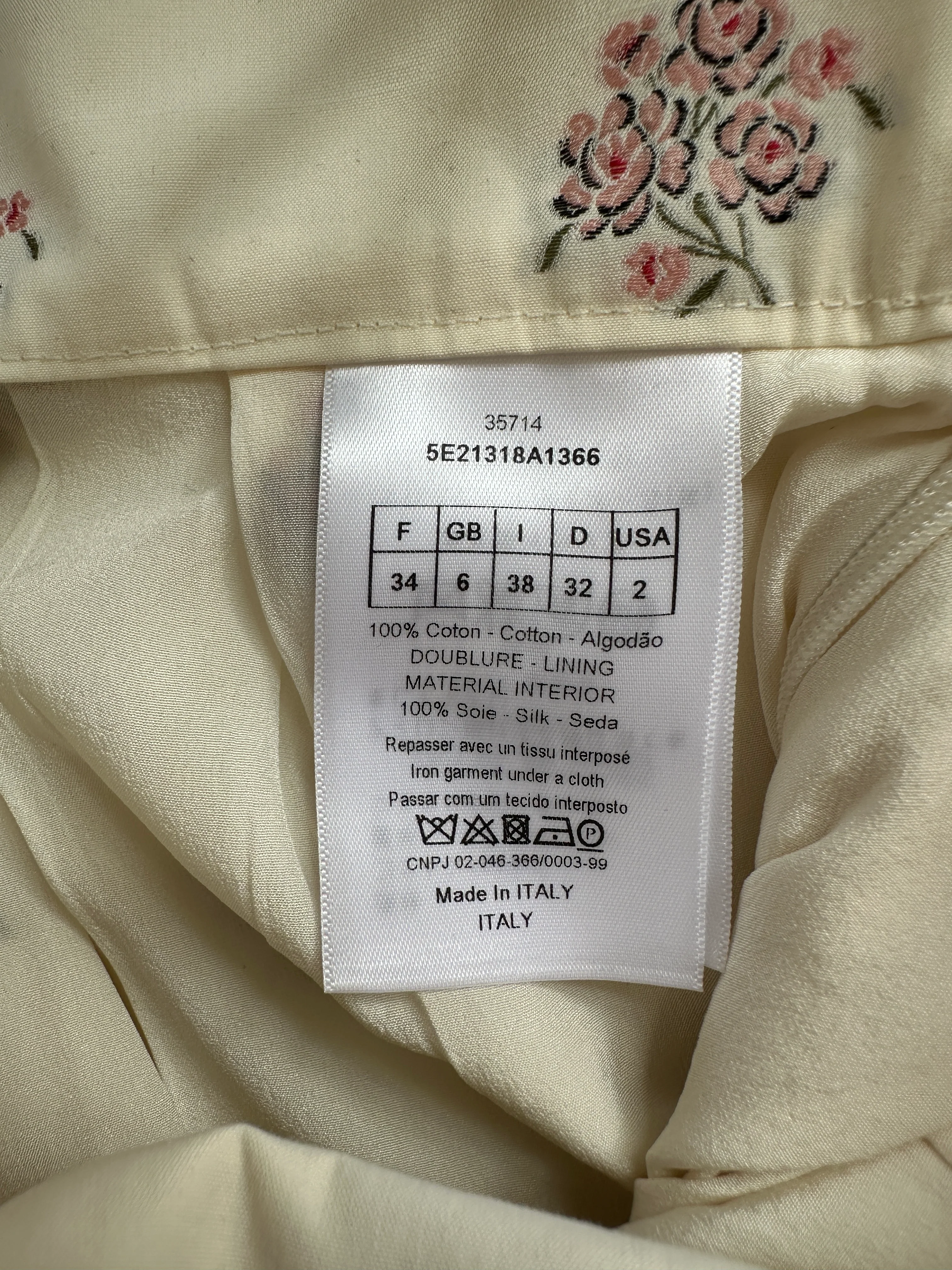 Christian Dior Cream and Pink Floral Print High-Waisted Mini Skirt with Pleated Detail Size FR 34 (UK 6) - Image 12