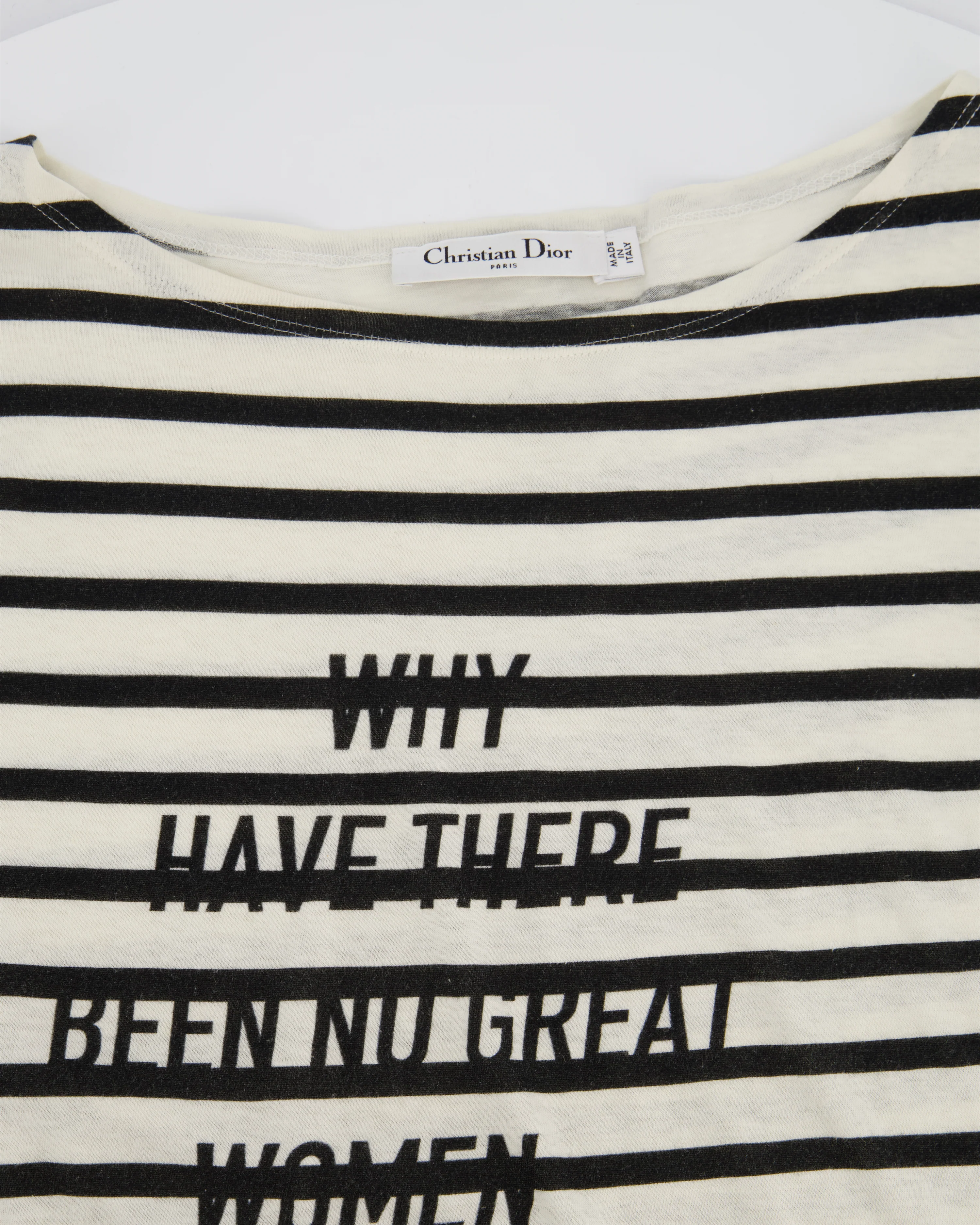 Christian Dior Cream Striped Logo Long Sleeve Top Size M (UK 10) - Image 3