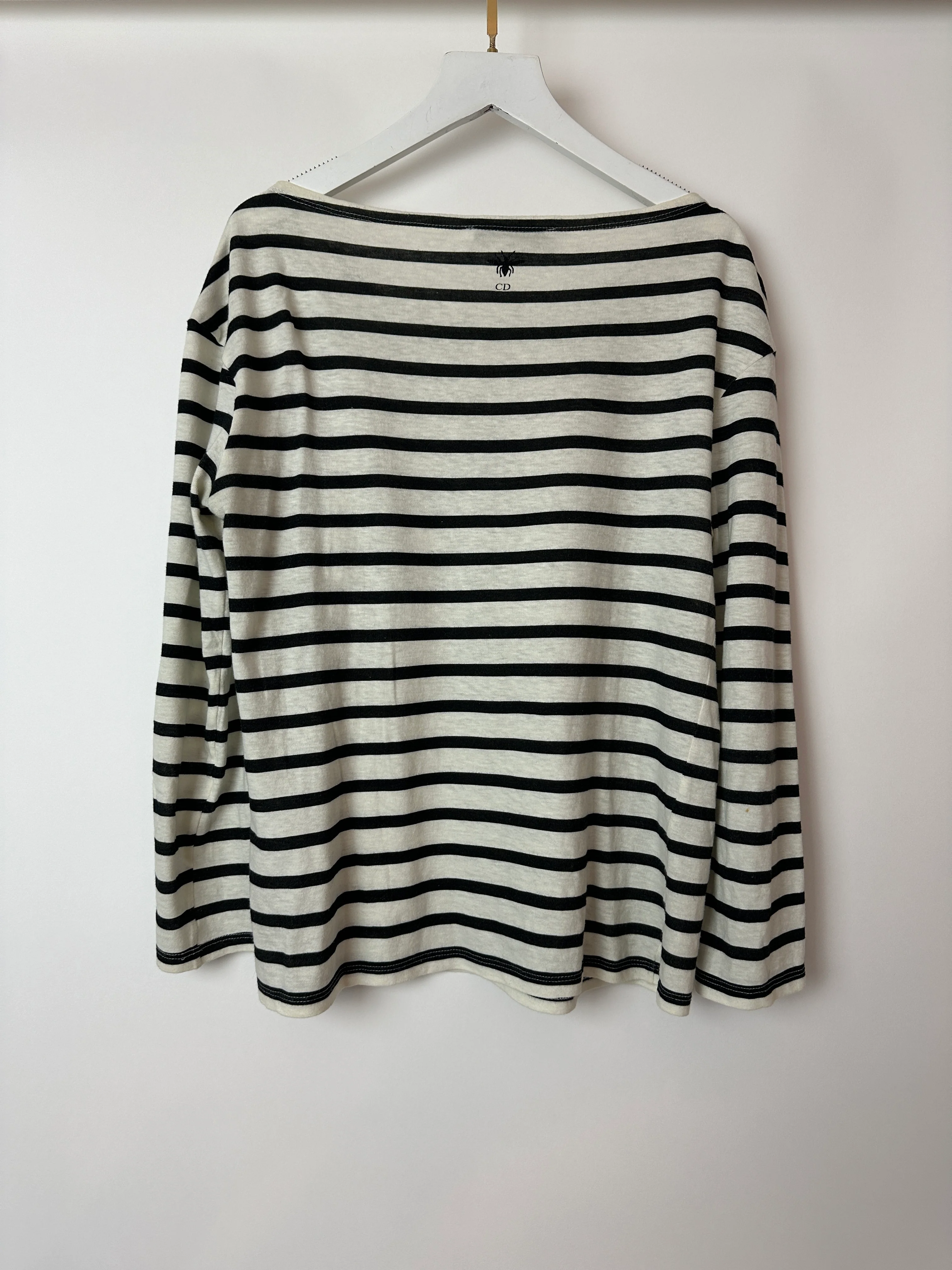 Christian Dior Cream Striped Logo Long Sleeve Top Size M (UK 10) - Image 6