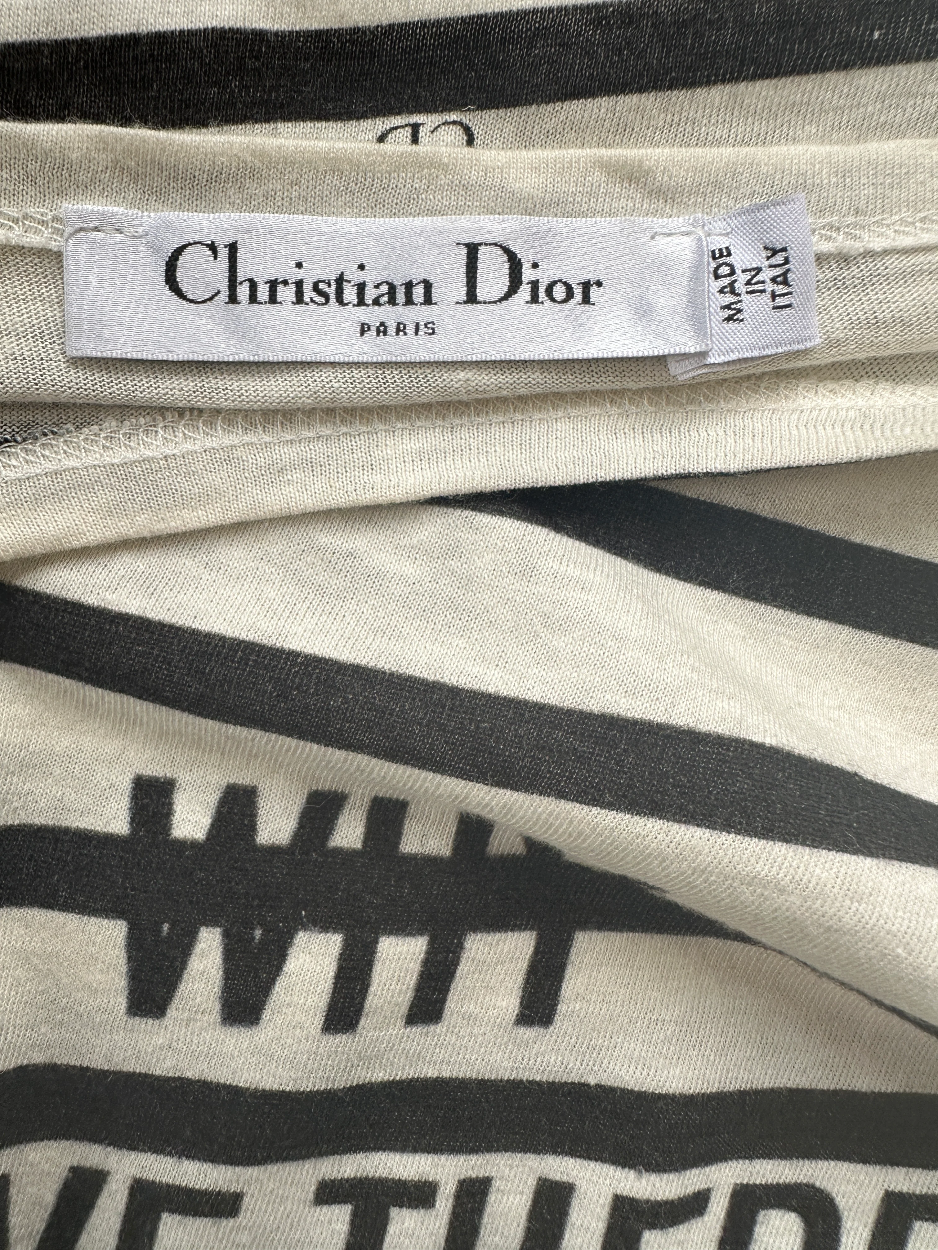 Christian Dior Cream Striped Logo Long Sleeve Top Size M (UK 10) - Image 7