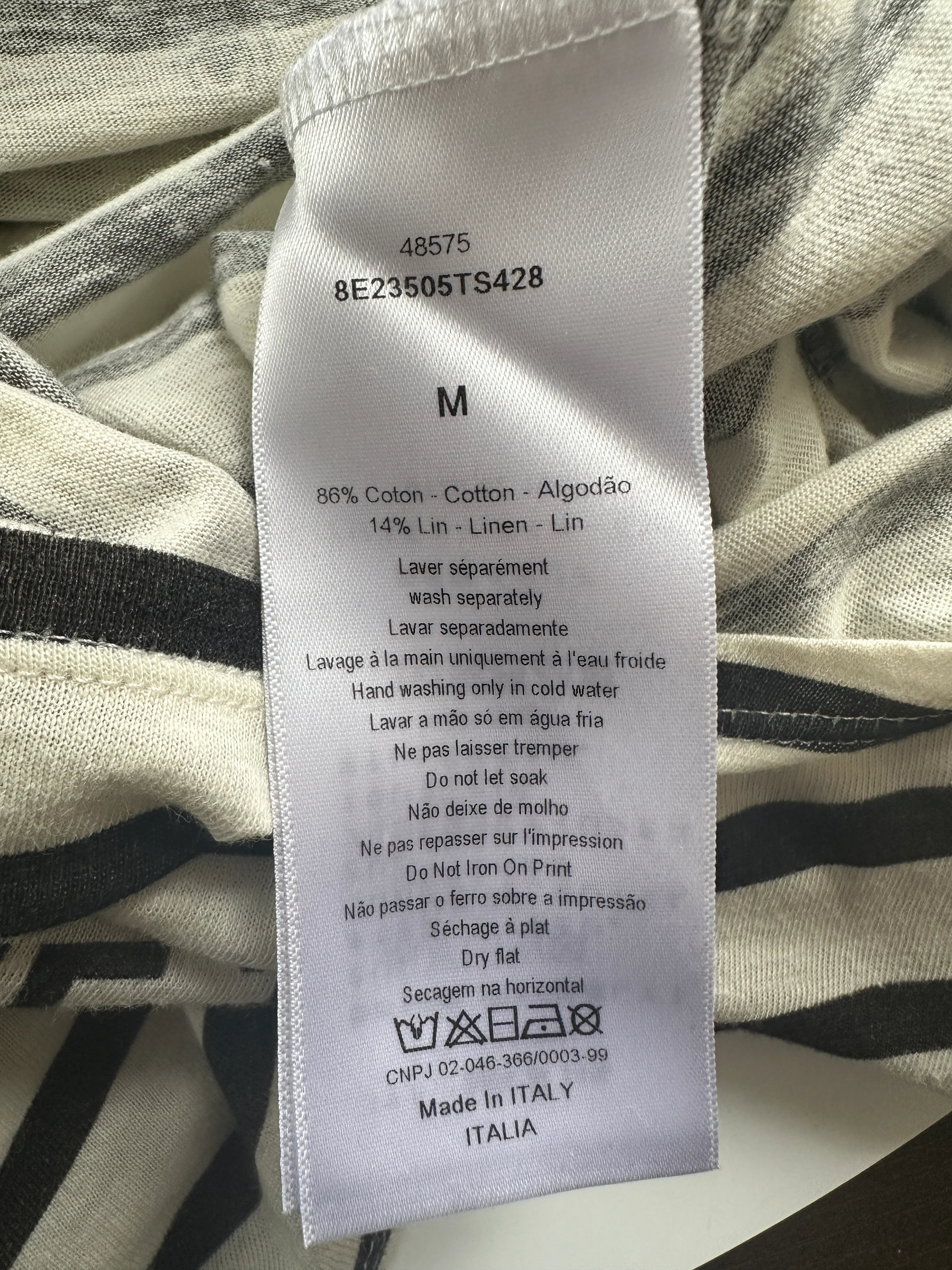 Christian Dior Cream Striped Logo Long Sleeve Top Size M (UK 10) - Image 8