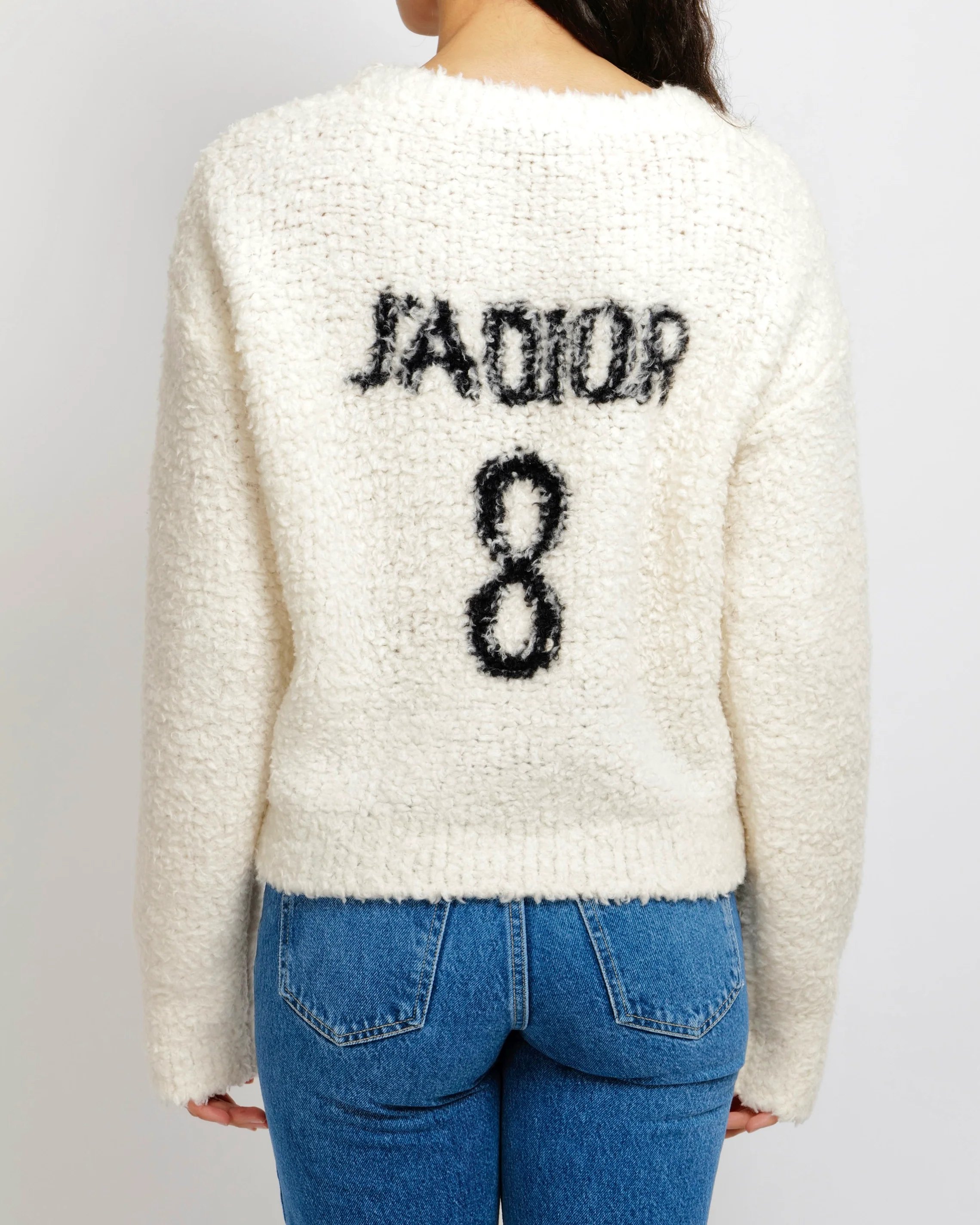 Christian Dior Cream Wool Jumper with Black J'Adior 8 Back Logo Print Size FR 38 (UK 10) - Image 3