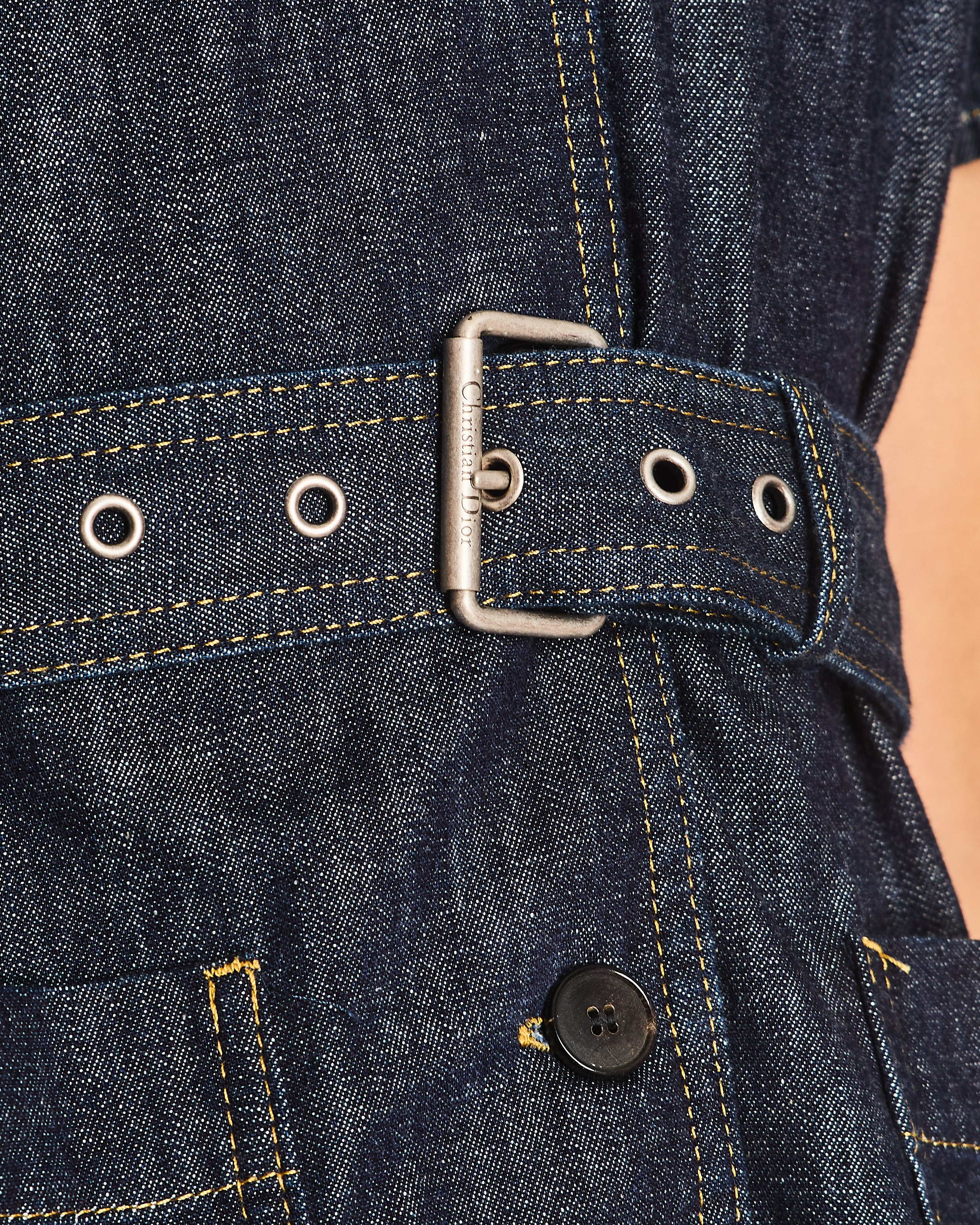 Christian Dior Dark Denim Shirt with Belt and Patch Pocket FR 40 (UK 12) - Image 3
