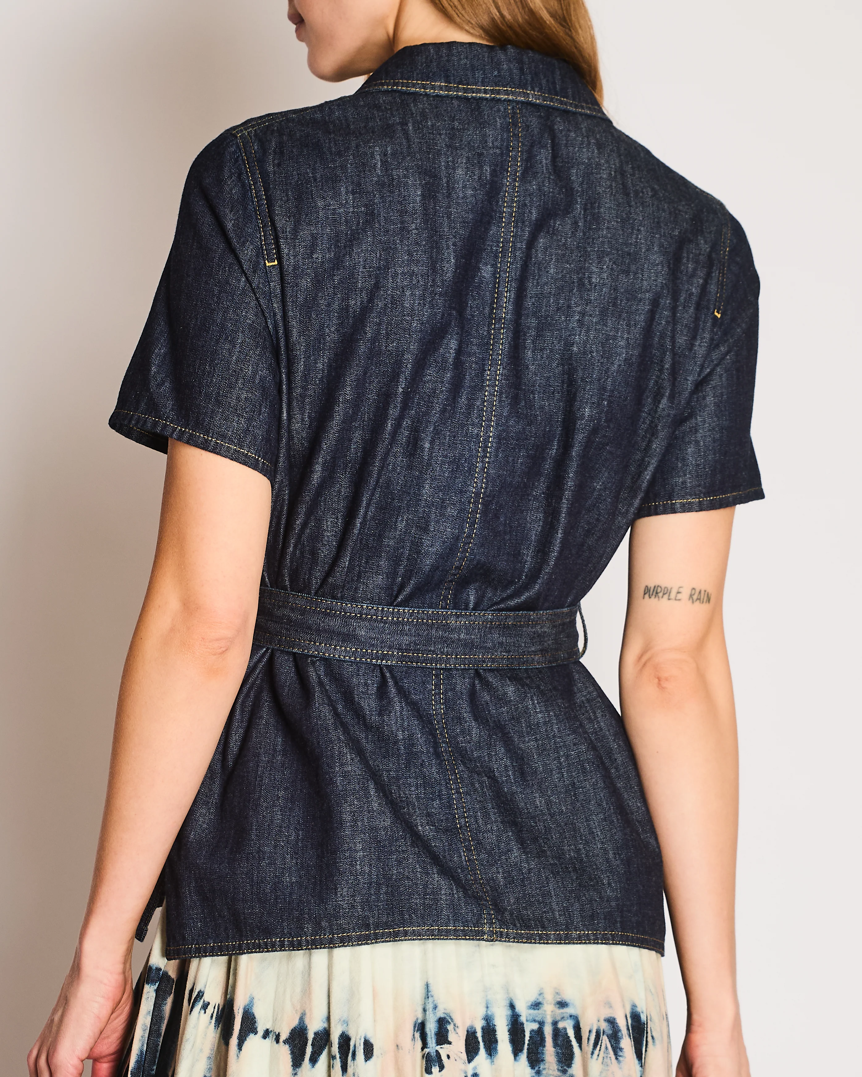 Christian Dior Dark Denim Shirt with Belt and Patch Pocket FR 40 (UK 12) - Image 4