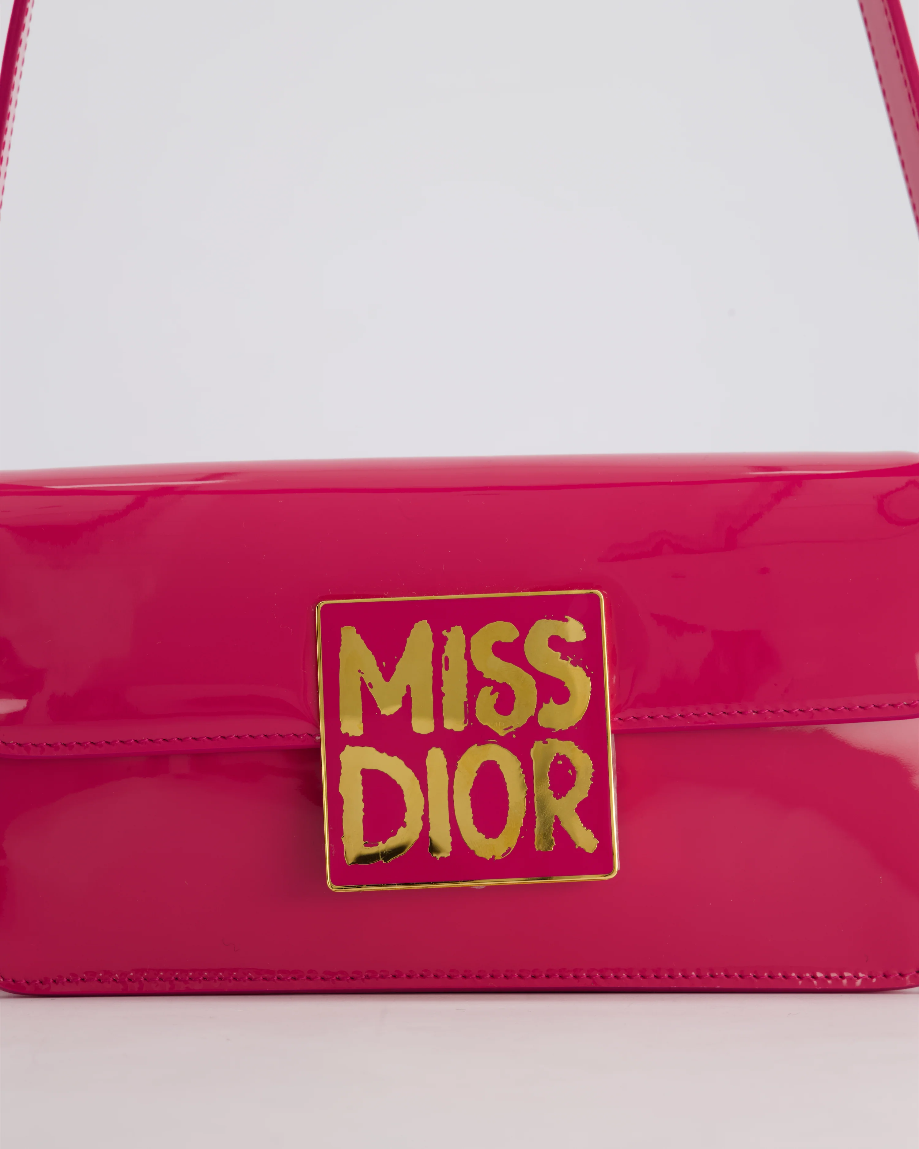 Christian Dior Fuchsia Miss Dior Flap Shoulder Bag in Patent Calfskin Leather with Gold Hardware RRP £3100 - Image 15