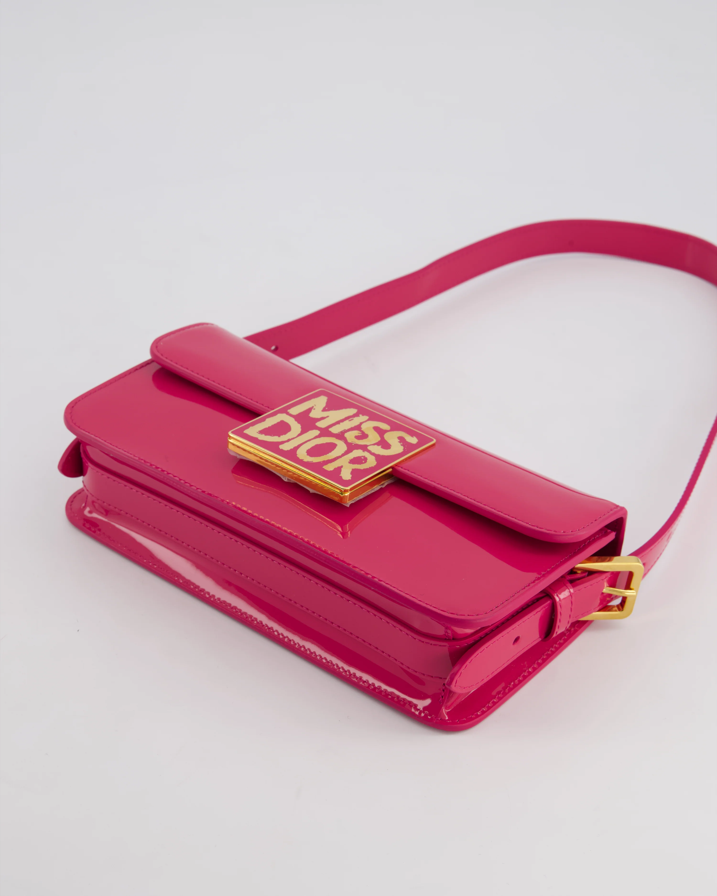 Christian Dior Fuchsia Miss Dior Flap Shoulder Bag in Patent Calfskin Leather with Gold Hardware RRP £3100 - Image 19