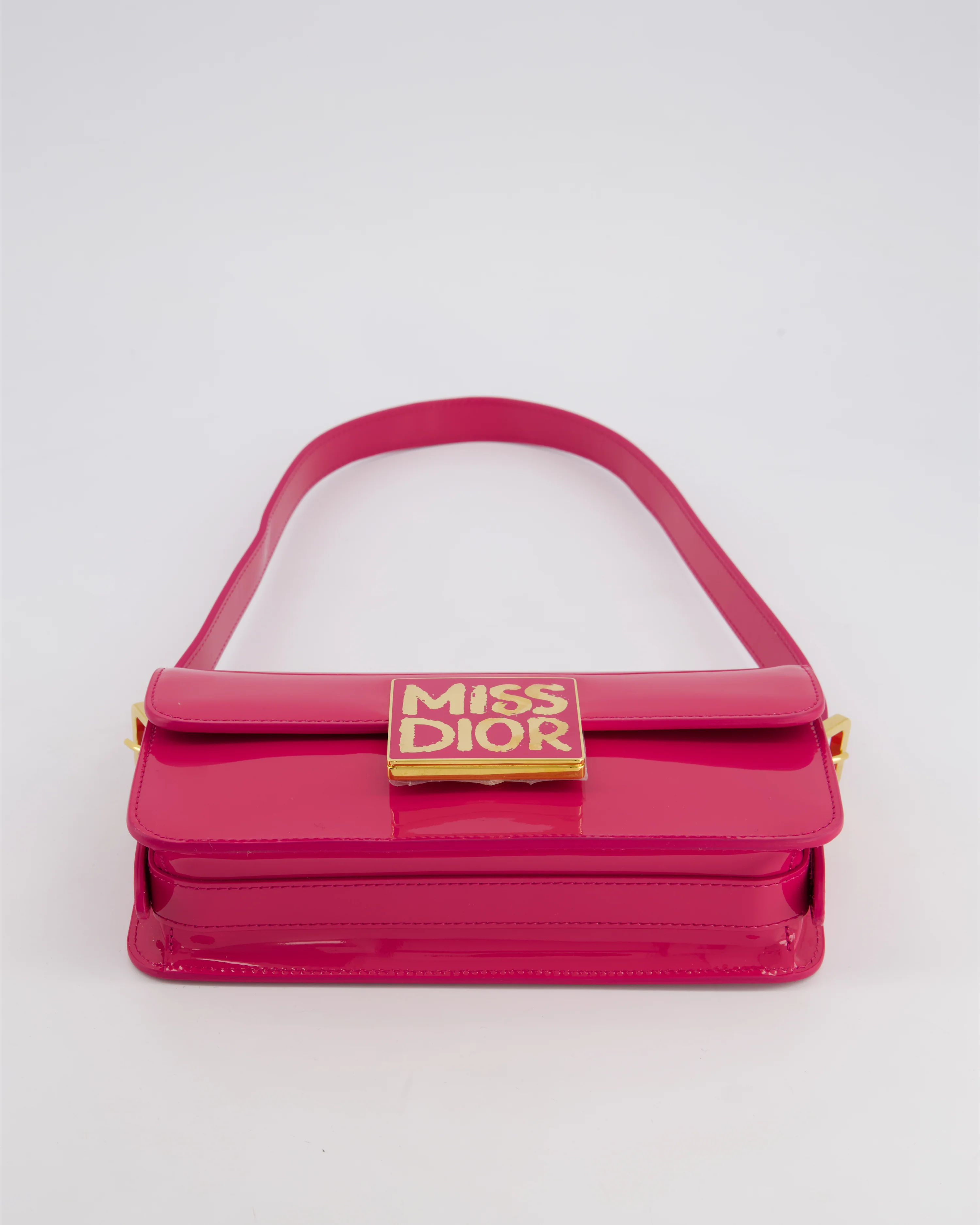 Christian Dior Fuchsia Miss Dior Flap Shoulder Bag in Patent Calfskin Leather with Gold Hardware RRP £3100 - Image 20