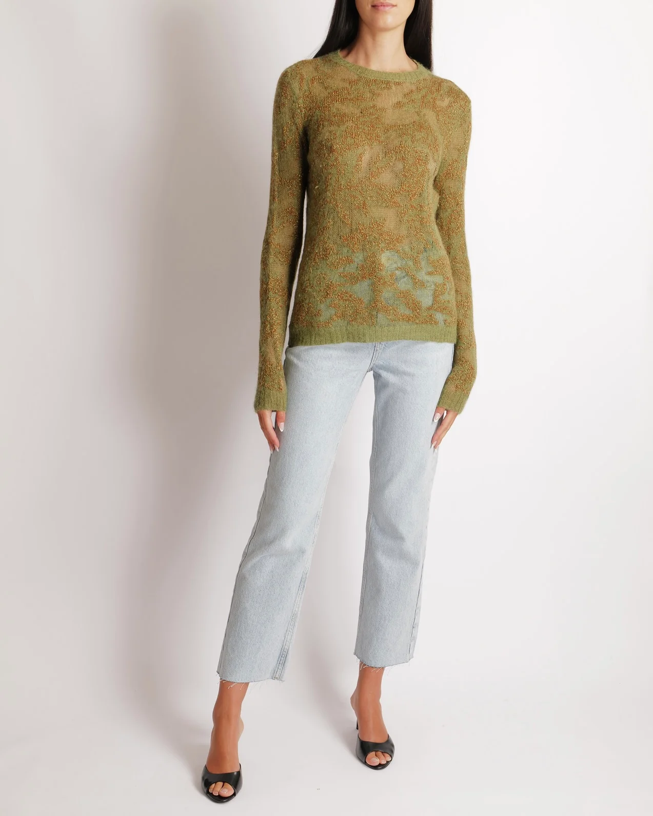 Christian Dior Green, Brown and Gold Metallic Cashmere Jumper with Back CD Logo Detail Size FR 38 (UK 10) RRP £1,950 - Image 2