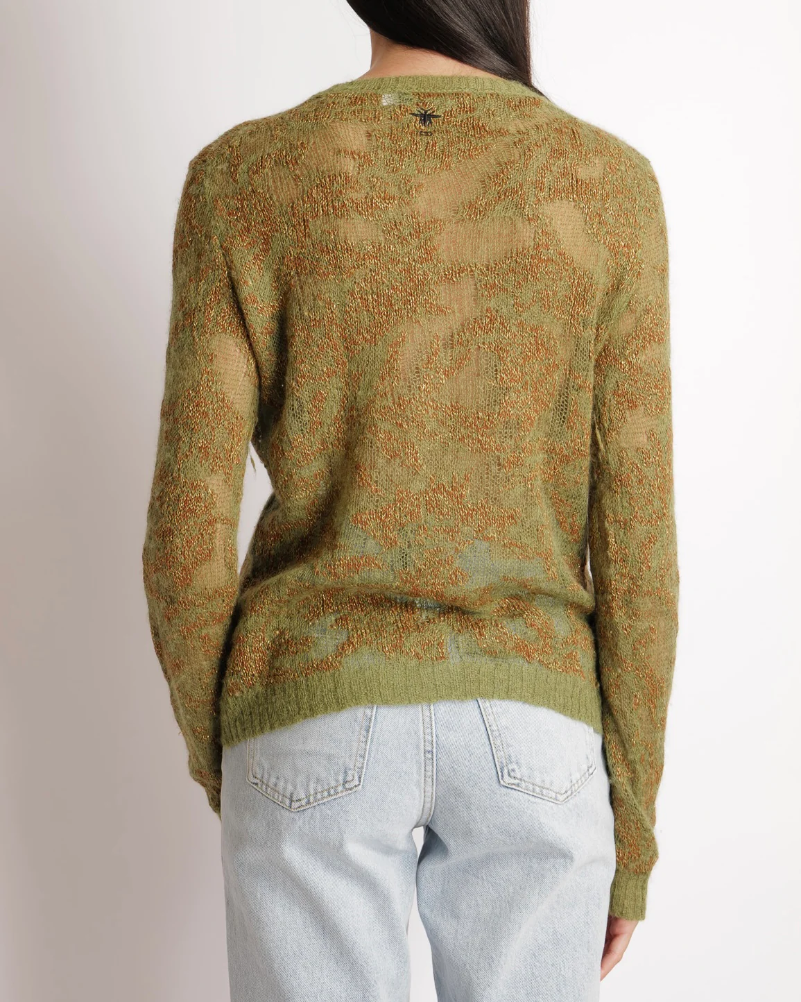 Christian Dior Green, Brown and Gold Metallic Cashmere Jumper with Back CD Logo Detail Size FR 38 (UK 10) RRP £1,950 - Image 4