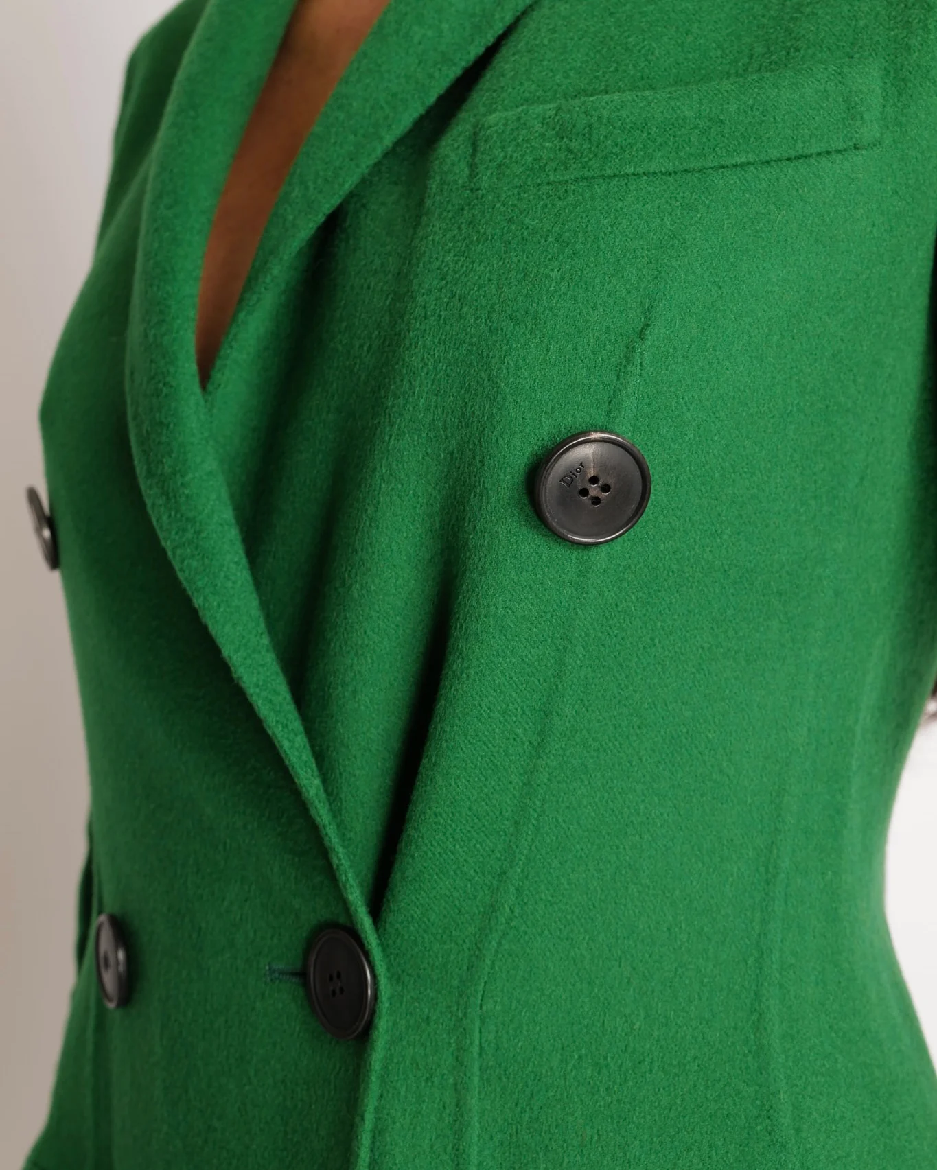 Christian Dior Green Cashmere Coat with Black Buttons Size FR 34 (UK 6) - Image 3
