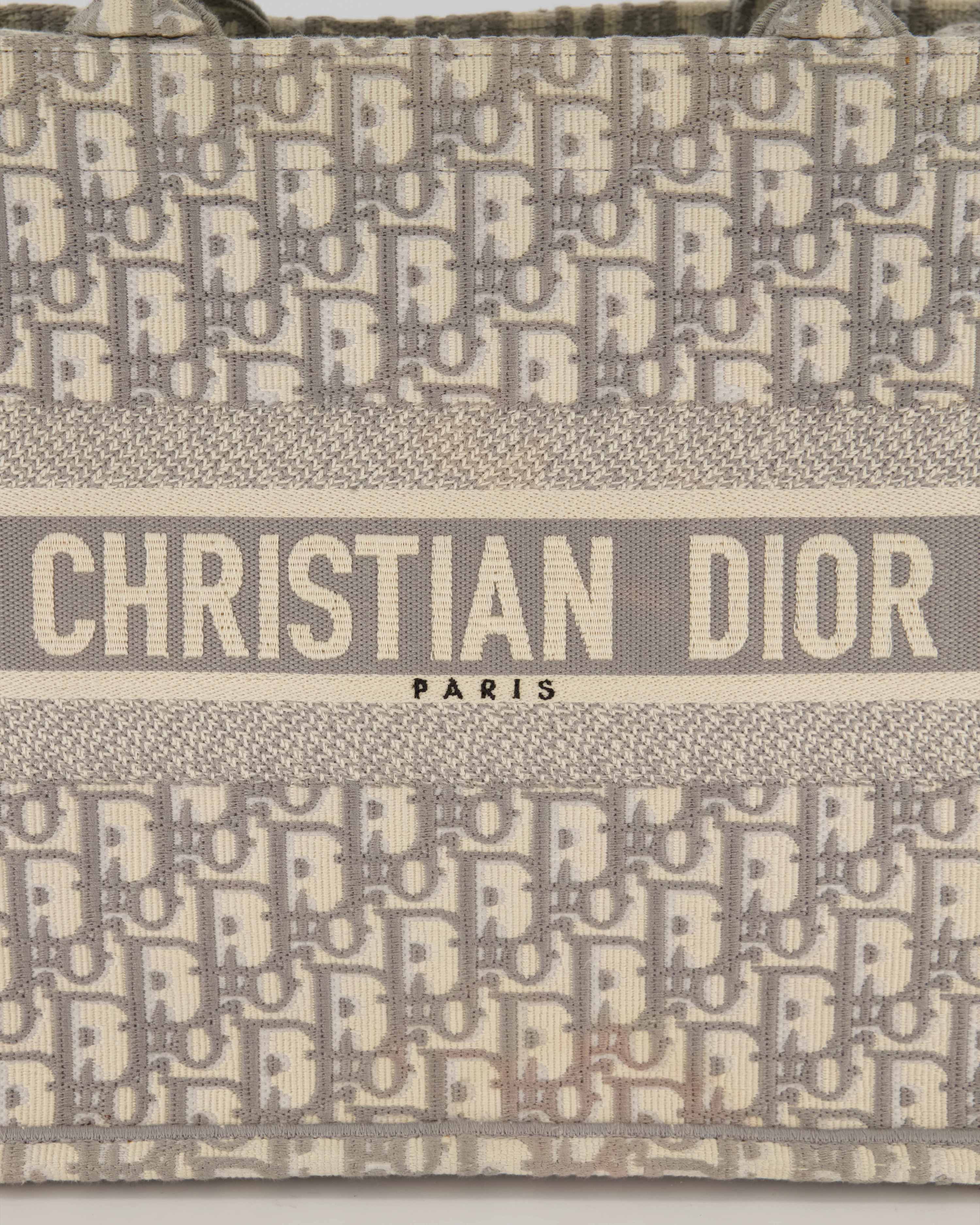 Christian Dior Grey and Ecru Medium Book Tote in Oblique Embroidery - Image 13