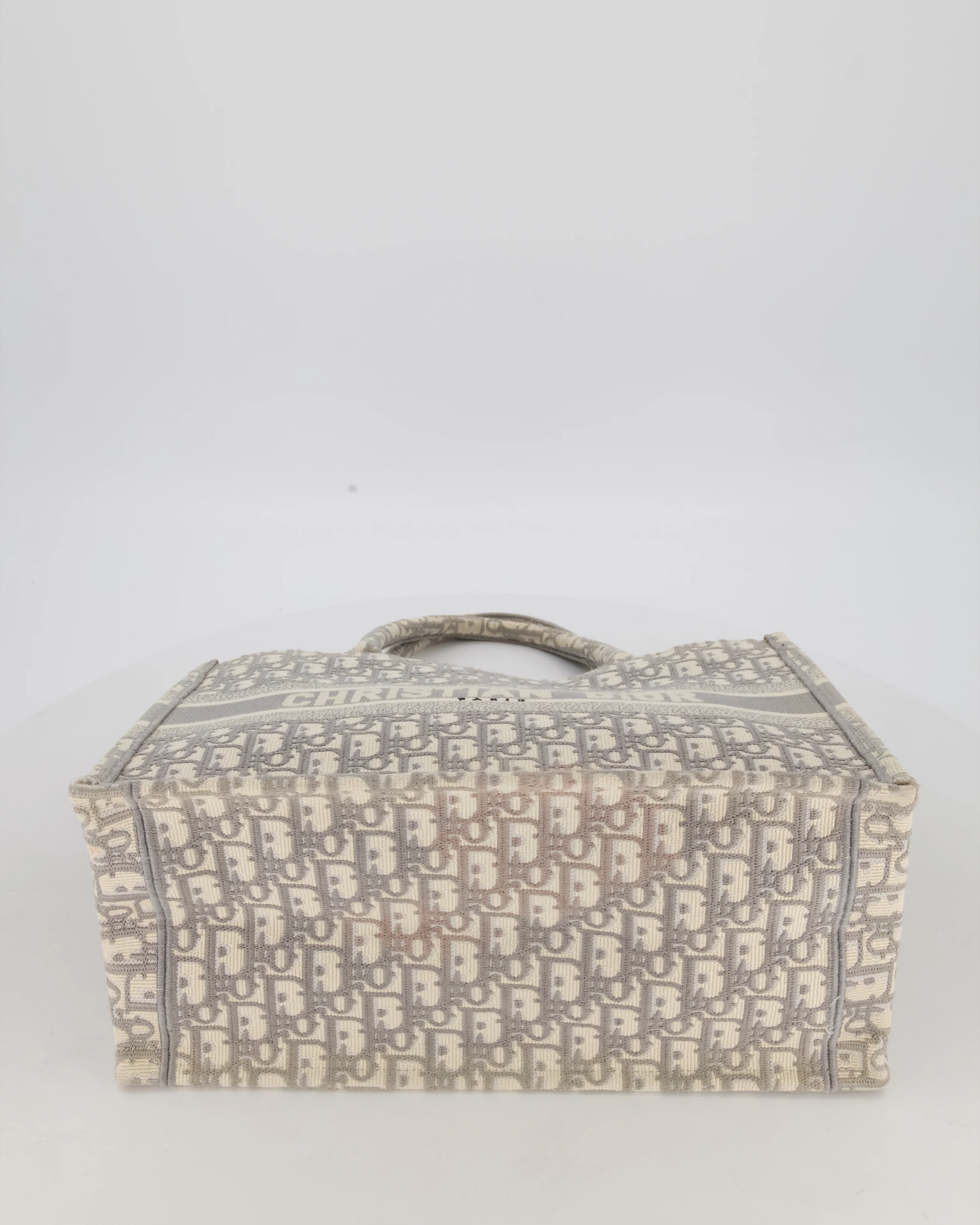 Christian Dior Grey and Ecru Medium Book Tote in Oblique Embroidery - Image 15