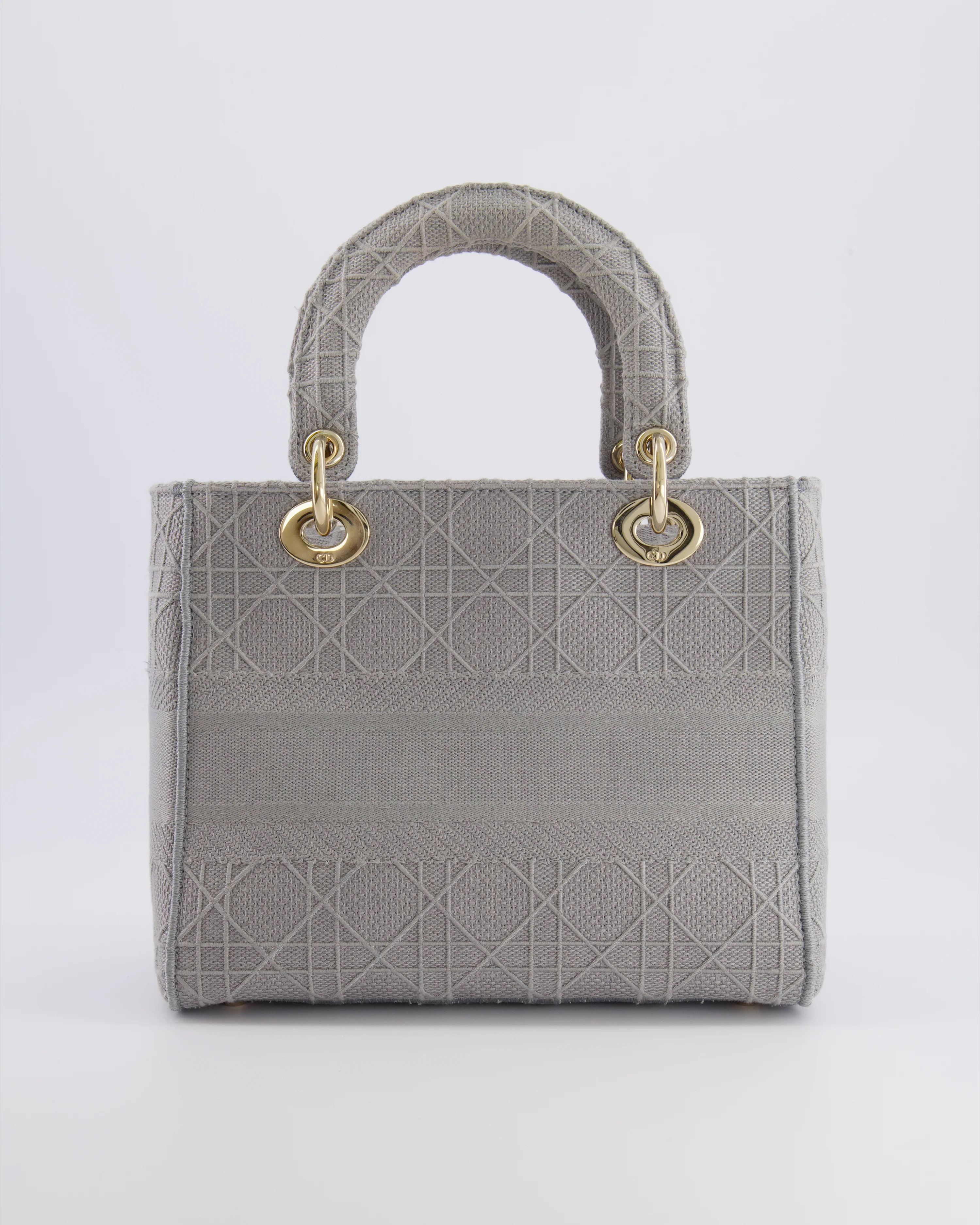 Christian Dior Grey Medium Lady D-Lite Bag in Embroidered Cannage Canvas with Champagne Gold Hardware RRP £4,300 - Image 5