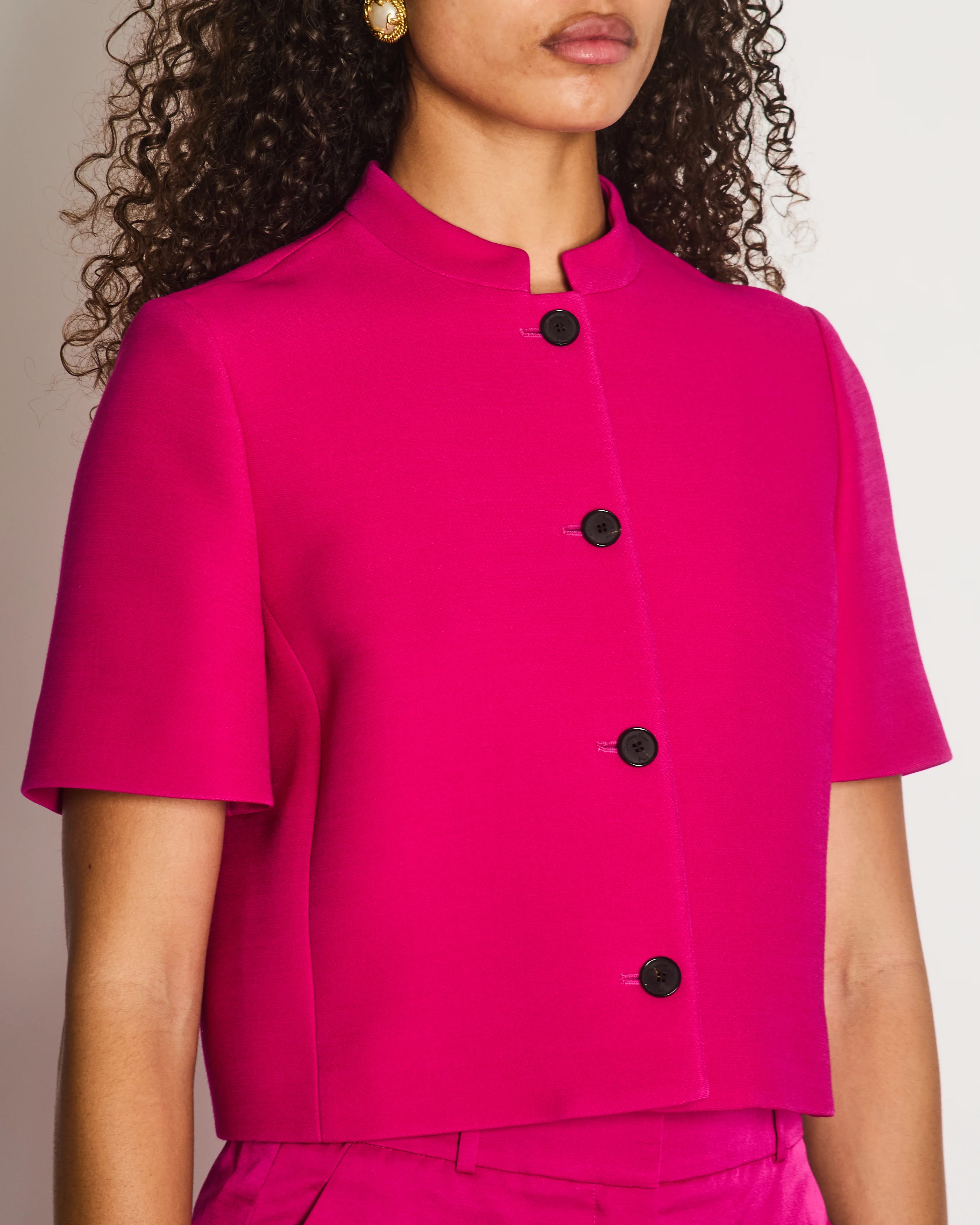 Christian Dior Hot Pink Short-Sleeve Jacket and Trousers Set with Black Buttons Size FR 40/42 (UK 12/14) - Image 4